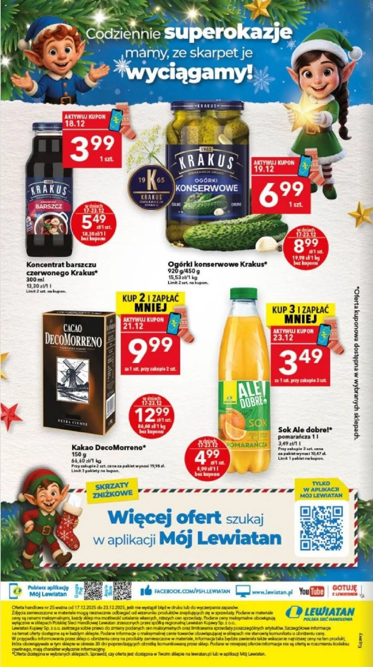 Lewiatan gazetka - Bydgoszcz od 17.12.2025 | Strona: 14 | Produkty: Kakao, Sok, Ogórki, Ogórki konserwowe