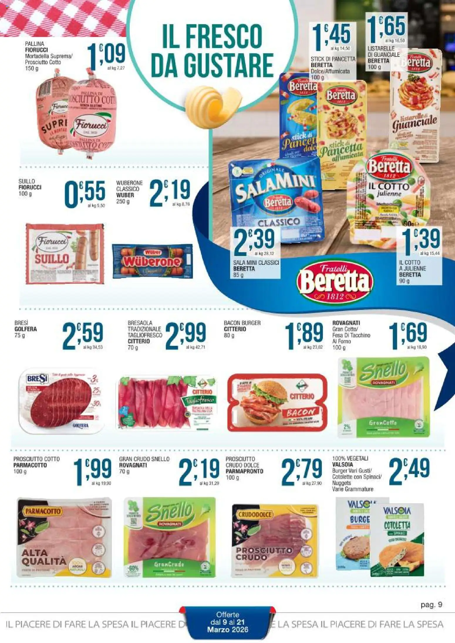 Volantino Sidis del 09.03.2026 | Pagina: 9 | Prodotti: Bresaola, Nuggets, Spinaci, Mortadella