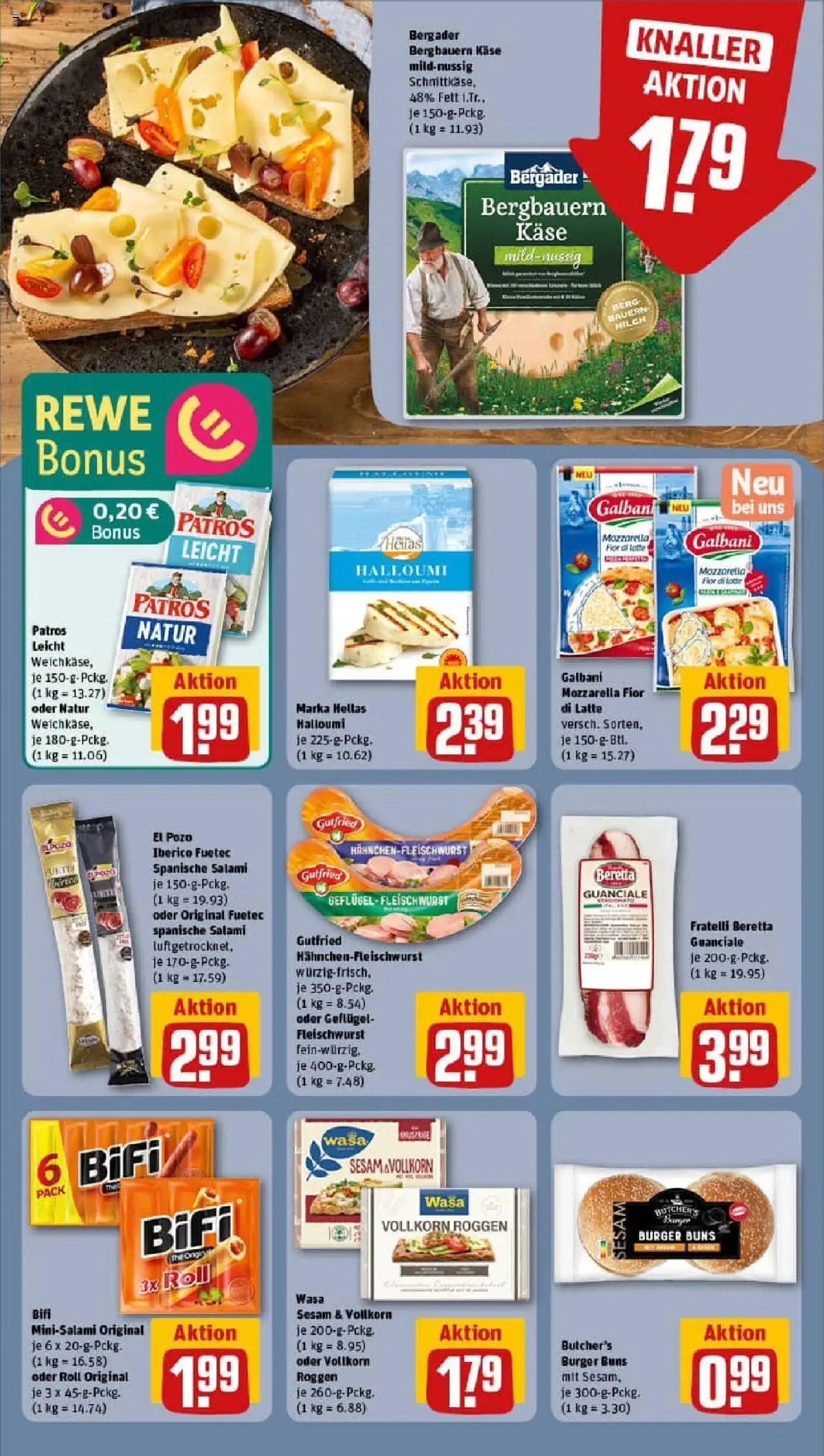 Rewe prospekt Fröndenberg	 – gültig ab 06.10.2025 | Seite: 10 | Produkte: Milch, Mozzarella, Burger, Salami