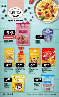 Netto gazetka - Spożywcza od 16.06.2025 | Strona: 14 | Produkty: Owsianka, Musli tropikalne, Musli, Corn Flakes