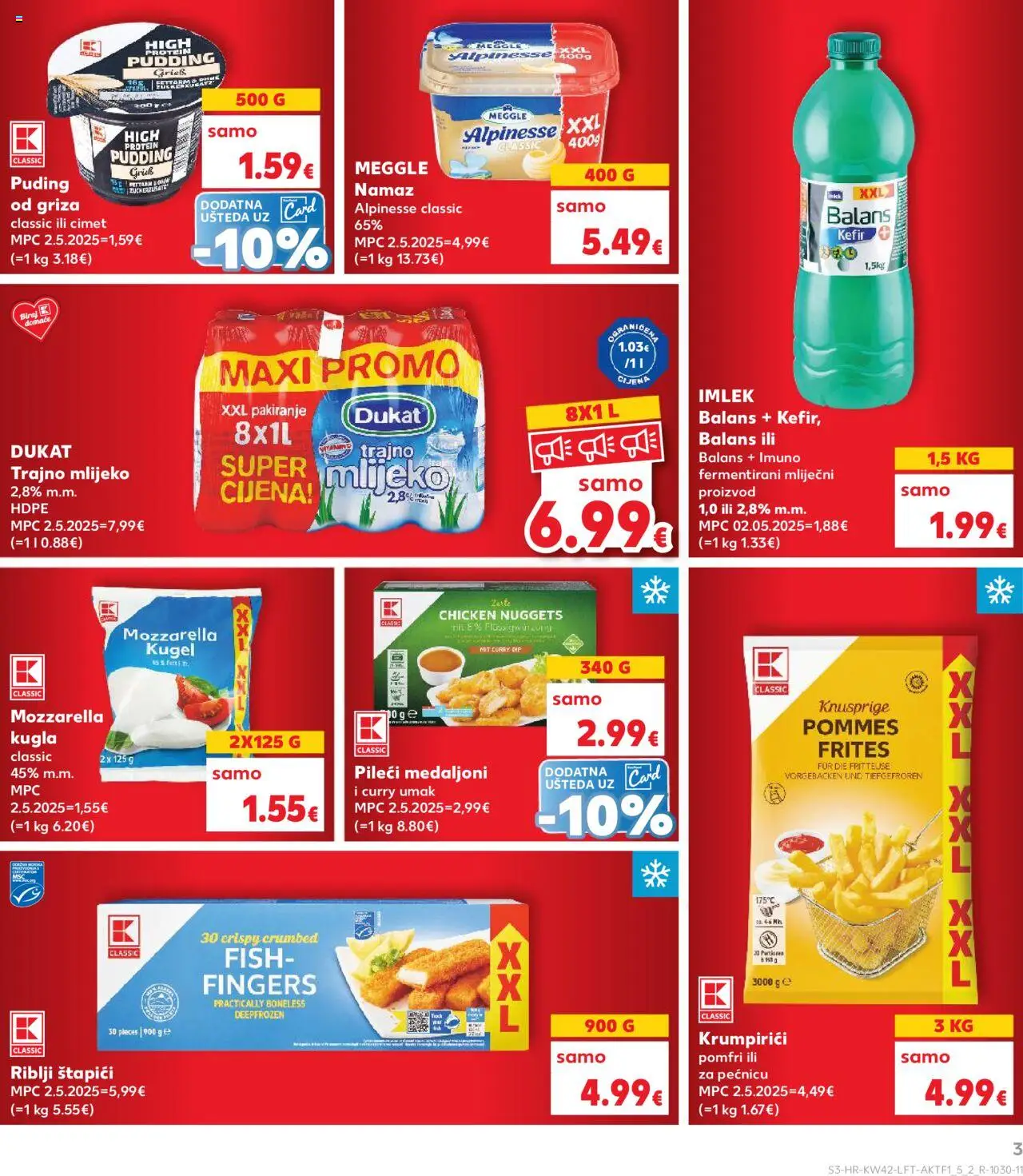 Kaufland katalog | vrijedi od 15.10.2025 | Stranica: 3 | Proizvodi: Pileći medaljoni, Mozzarella, Mlijeko, Namaz
