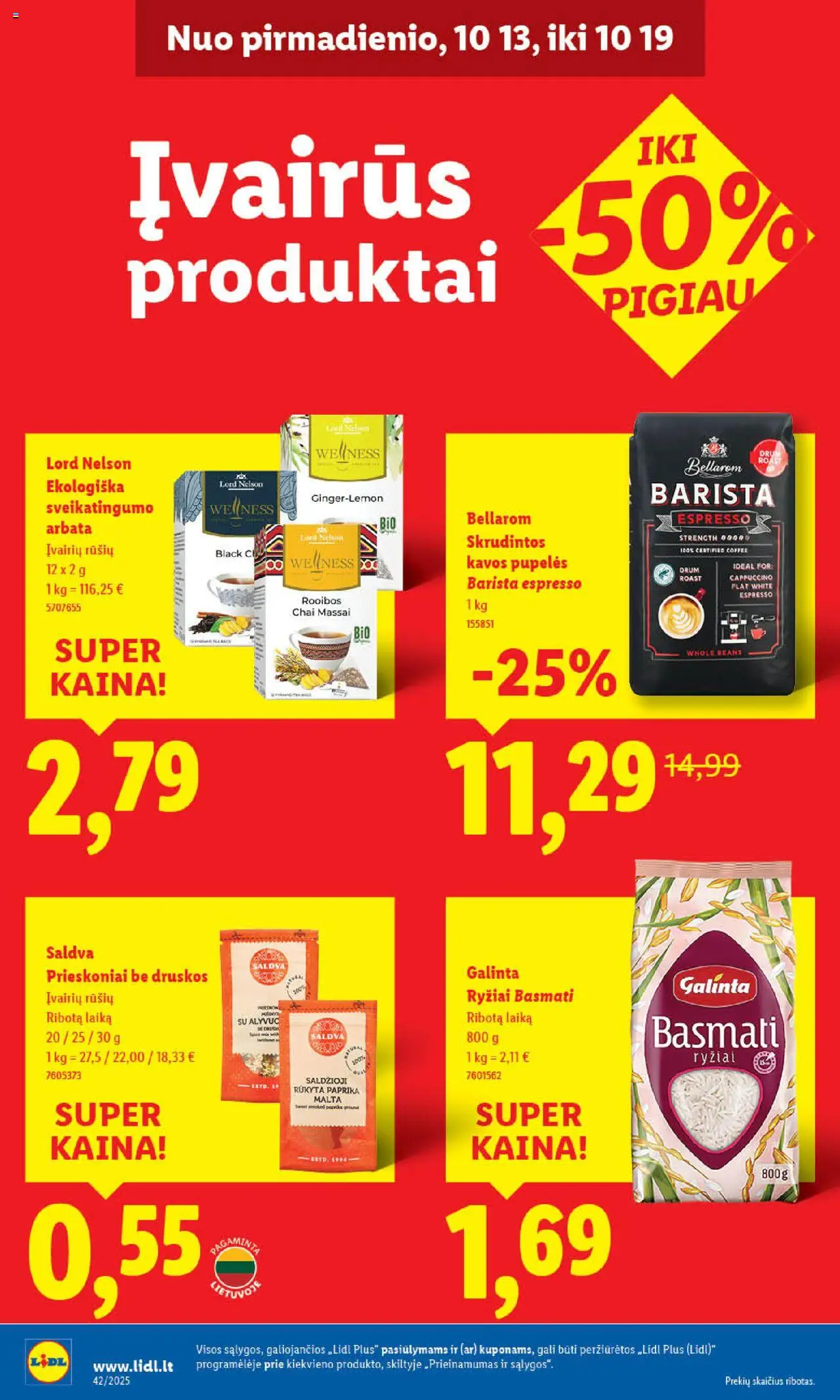 LIDL akcijos nuo 16.10.2025 | Puslapis: 50 | Prekių: Paprika, Prieskoniai, Ryžiai, Arbata