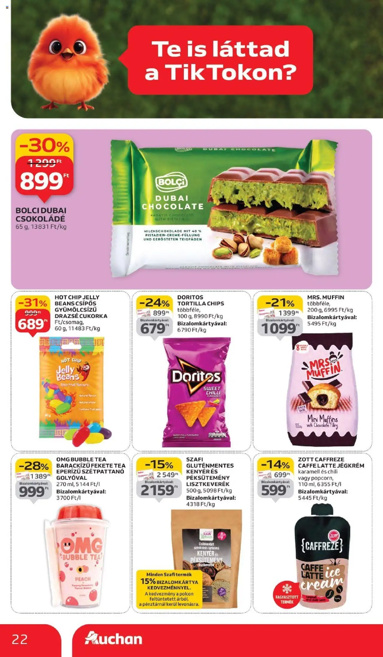 Auchan akciós ujság - amely érvényes a következő dátumtól: 11.09.2025 | Oldal: 22 | Termékek: Muffin, Drazsé, Popcorn, Cukorka