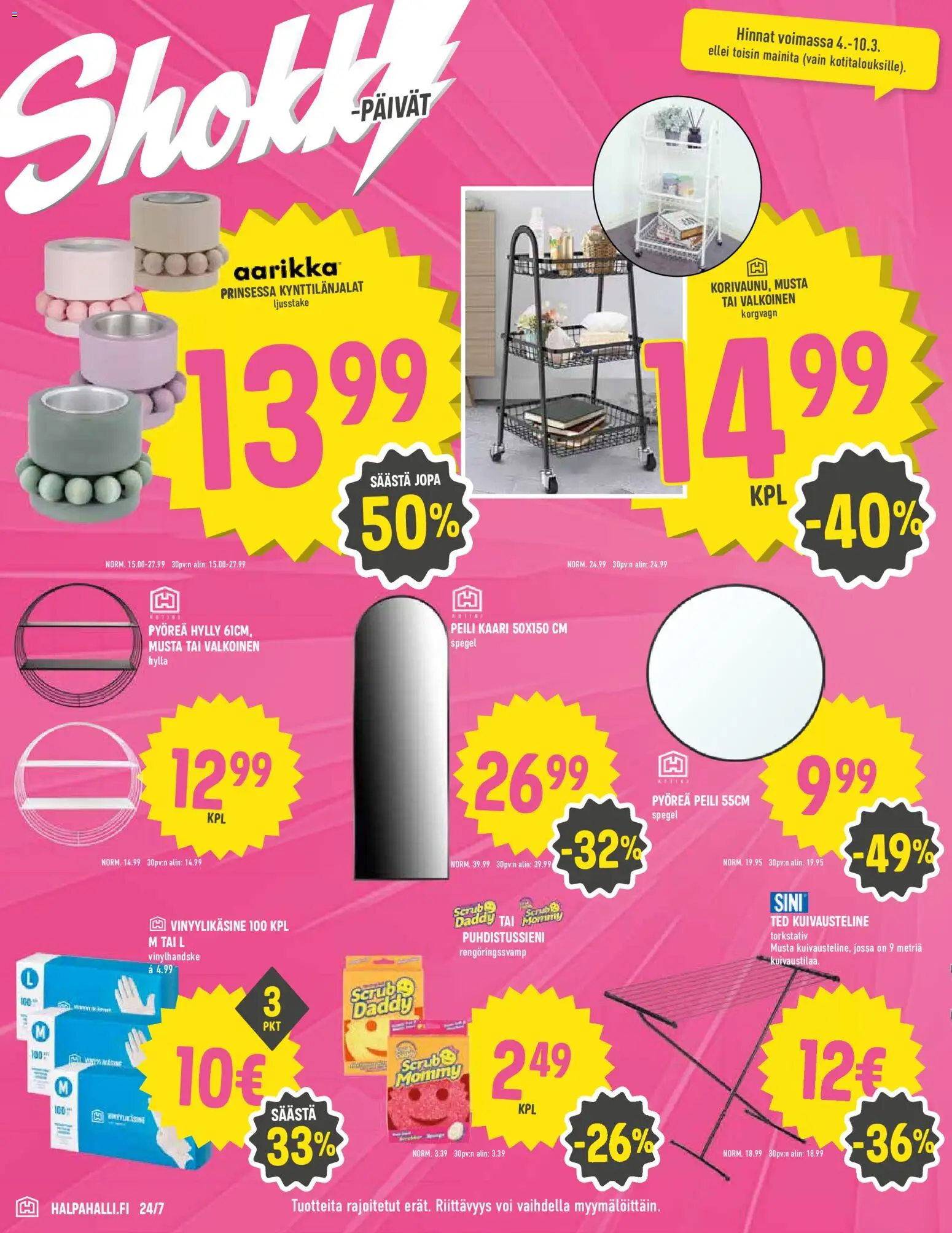 Halpa Halli tarjoukset – voimassa 04.10.2026 alkaen | Sivu: 12 | Tuotteet: Hylly, Peili, Voi