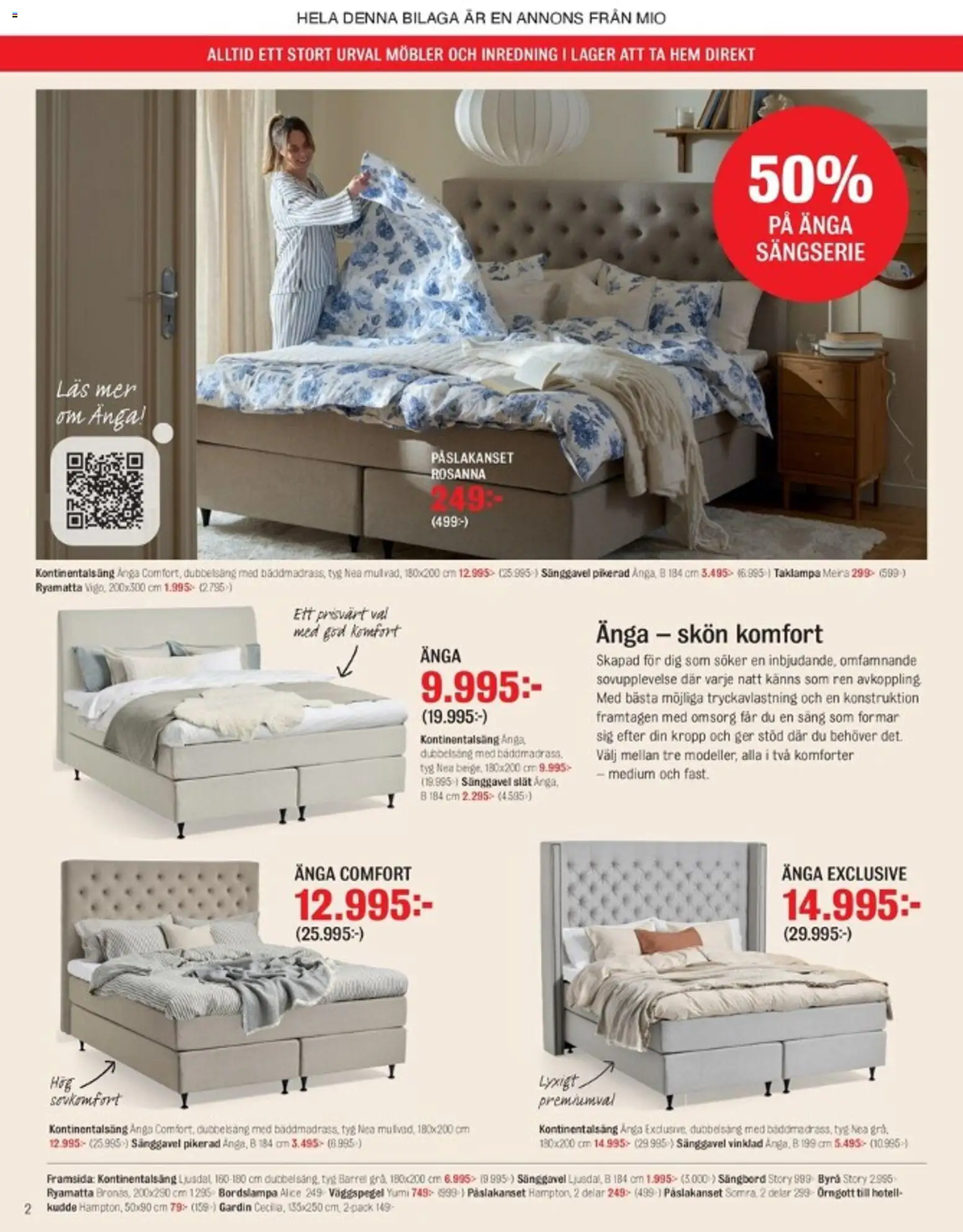 Mio reklamblad aktuell från 07.04.2026 | Sida: 2 | Produkter: Örngott, Påslakanset, Säng, Kudde