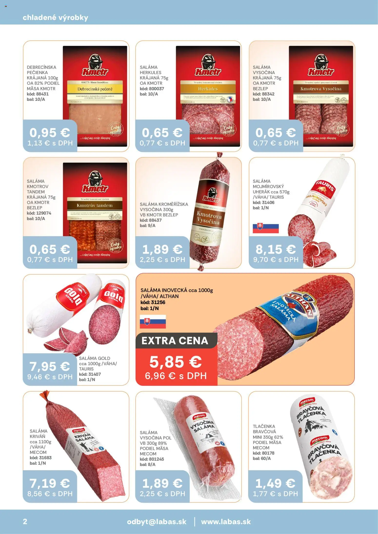 Nové Labaš akcie – leták je platný od 13.02.2026 | Strana: 2 | Produkty: Saláma