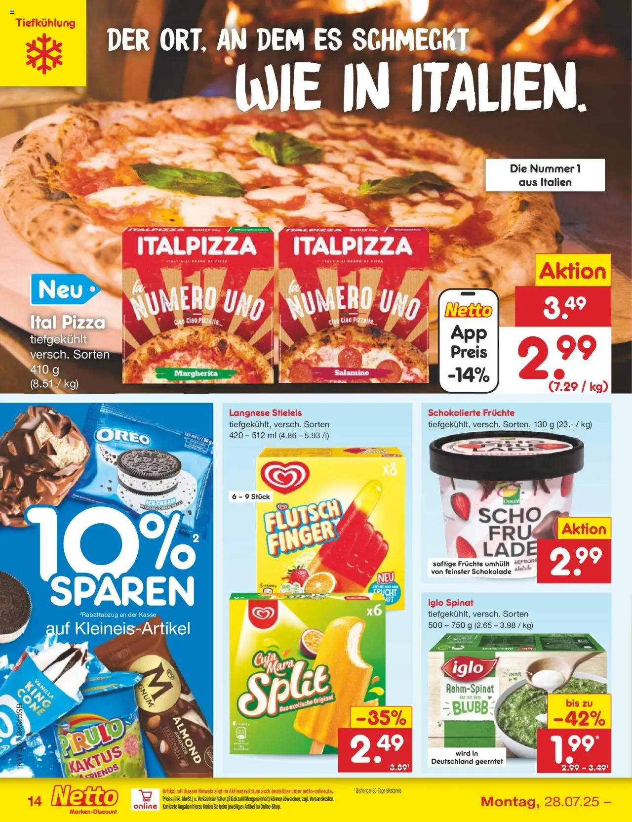 Netto Marken-Discount Prospekt 	 - gültig ab dem 28.07.2025 | Seite: 20 | Produkte: Langnese, Schokolade, Iglo, Pizza
