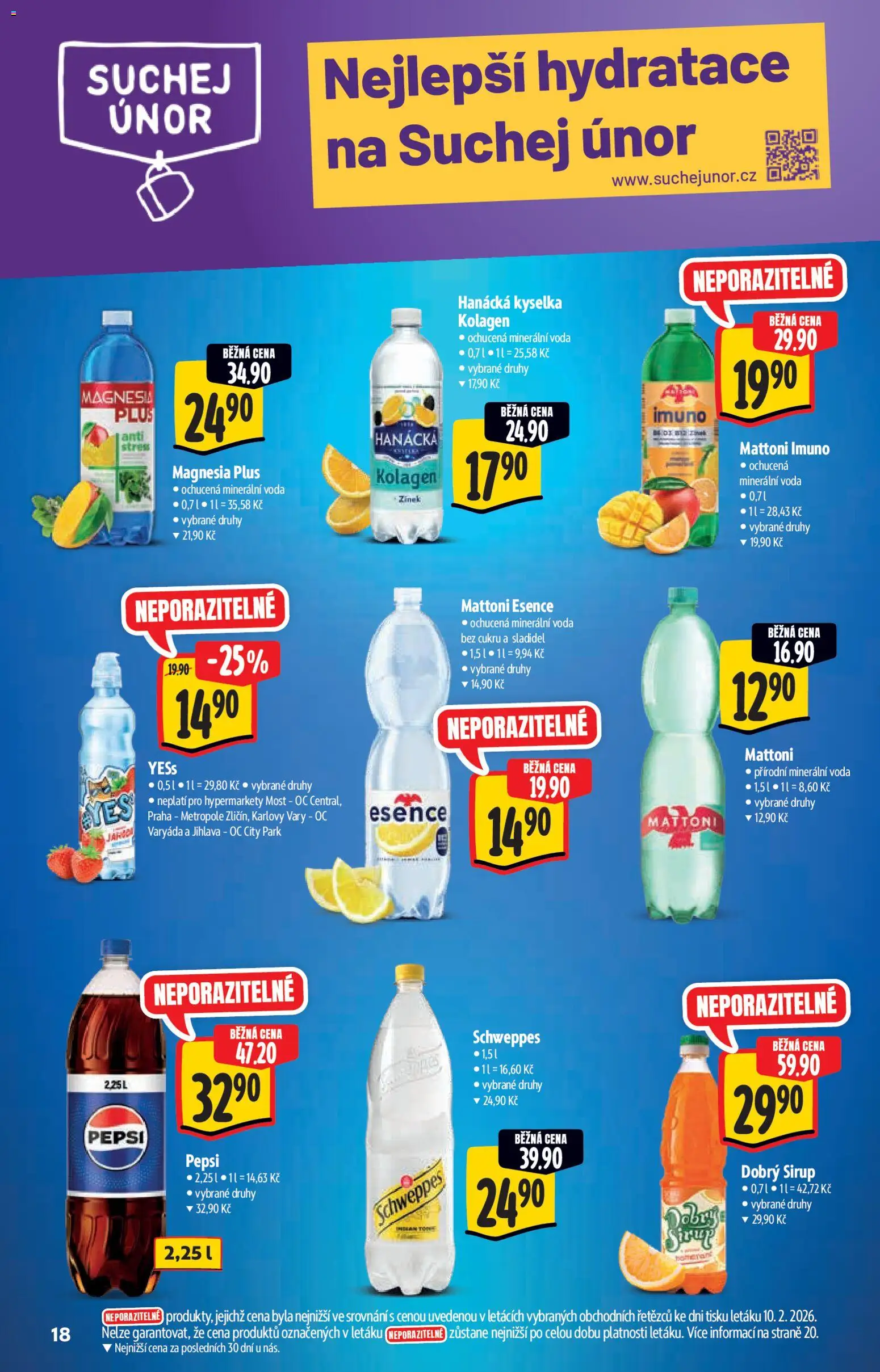 Albert katalog - Hypermarket od 18.02.2026 | Strana: 18 | Produkty: Hanácká kyselka, Mattoni, Sirup, Mattoni Esence