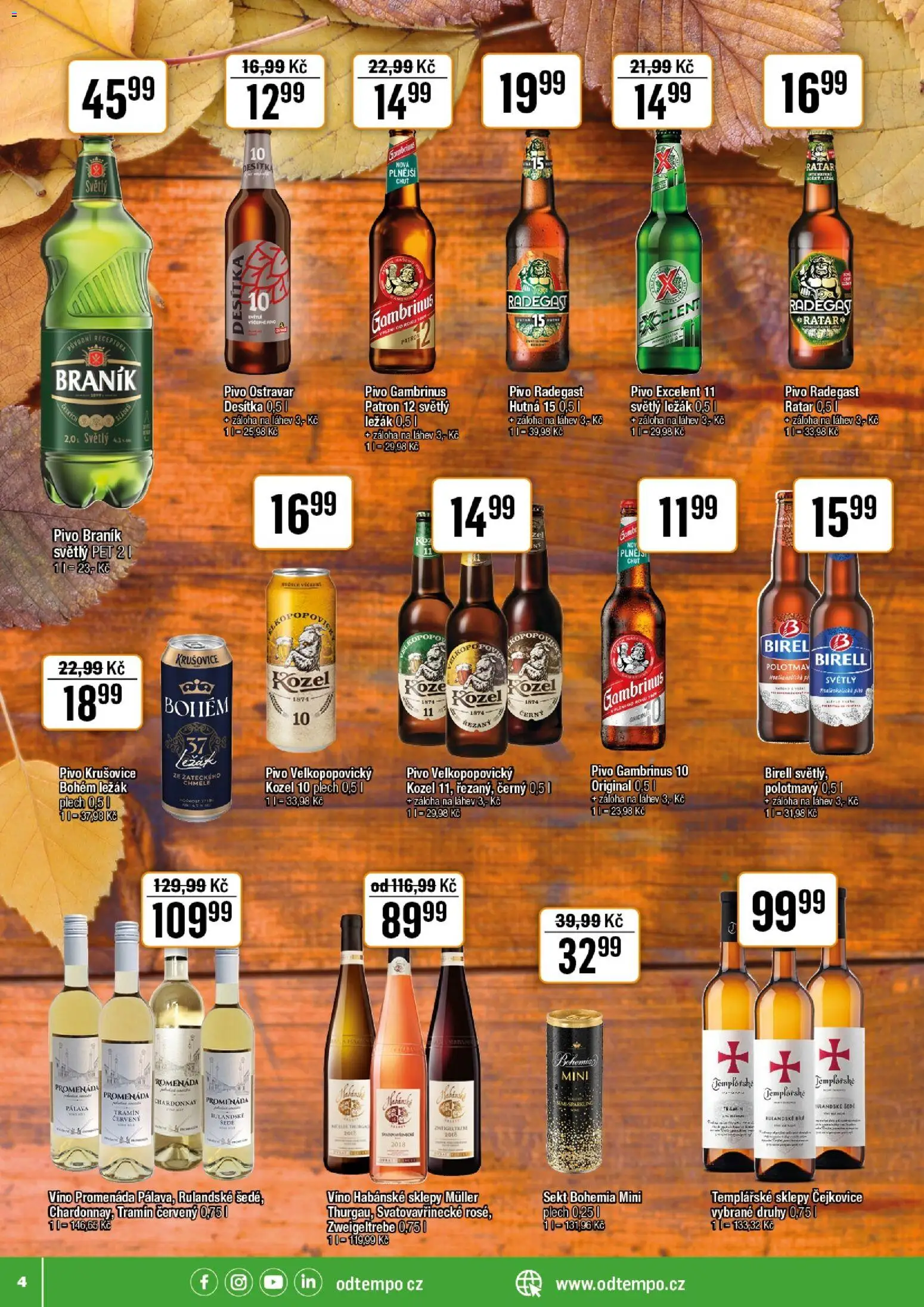 Tempo leták - JO od 08.10.2025 | Strana: 4 | Produkty: Víno, Pivo, Kozel, Pivo Excelent