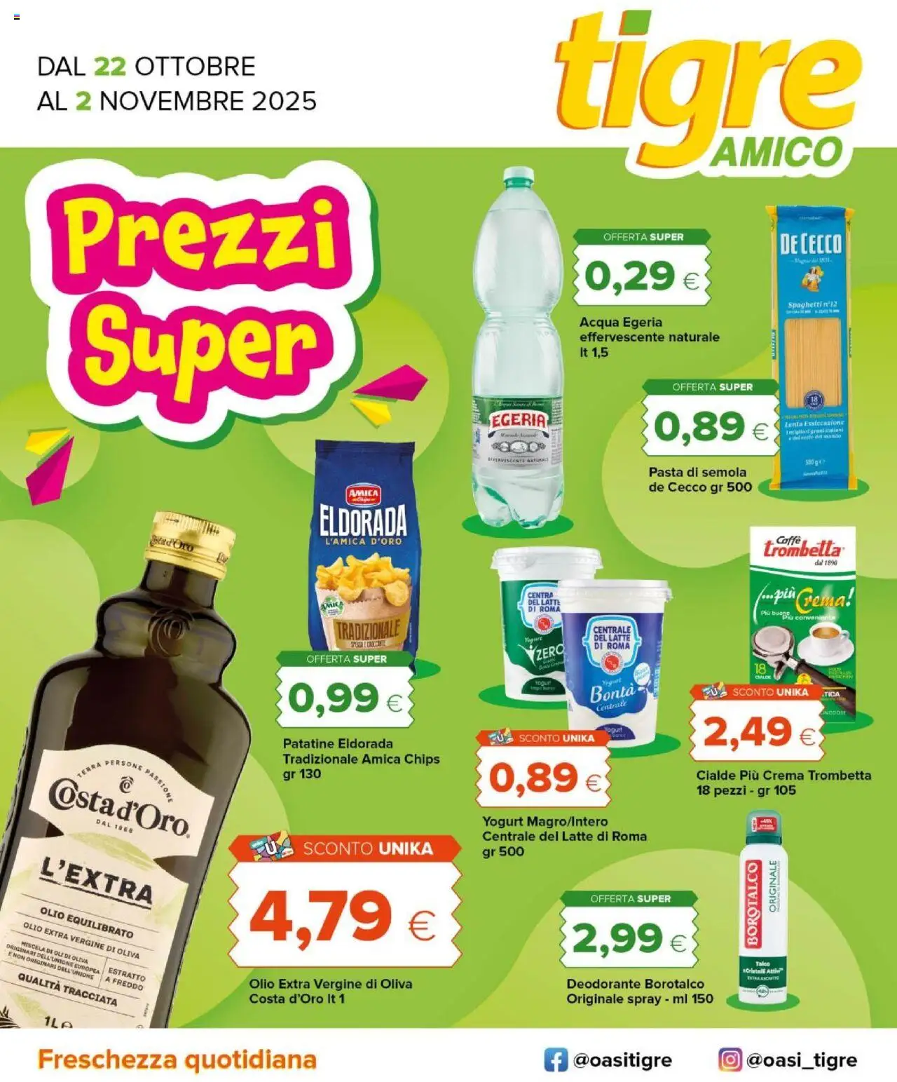 Volantino Tigre del 22.10.2025 | Pagina: 1 | Prodotti: Crema, Acqua, Olio, Pasta