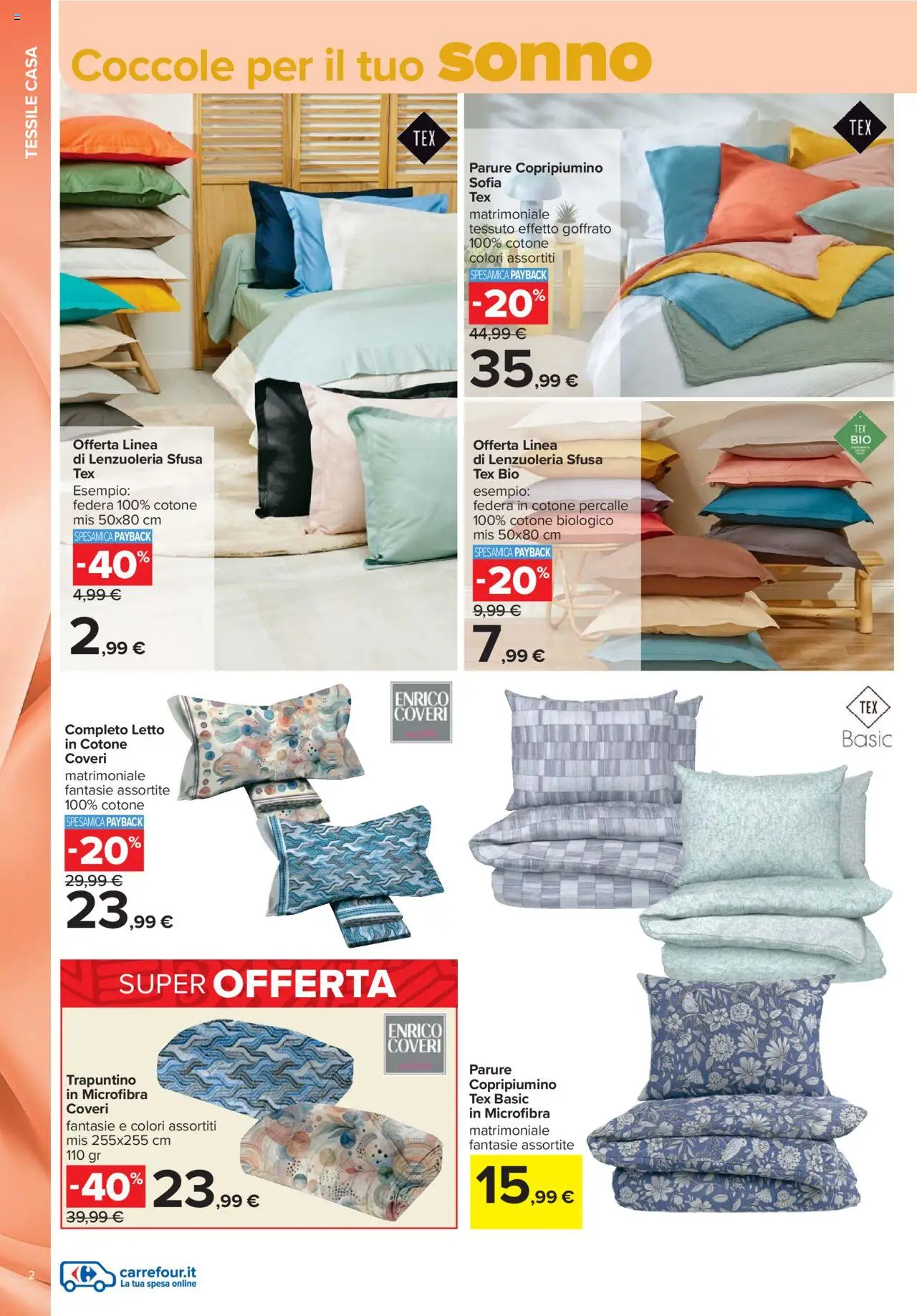 Volantino Carrefour del 01.09.2025 | Pagina: 2 | Prodotti: Copripiumino, Letto, Federa