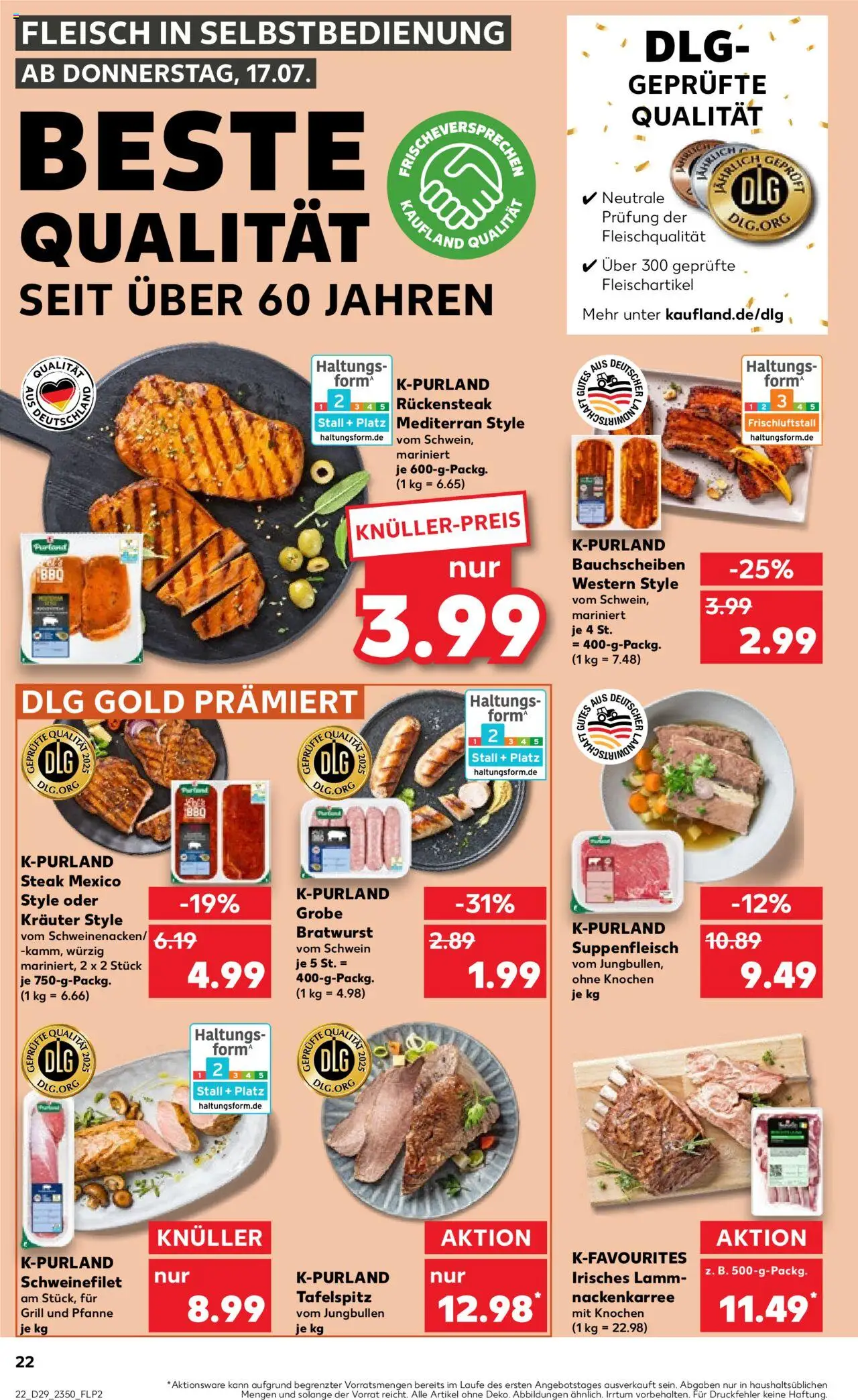 Kaufland prospekt Völklingen	 - gültig ab dem 17.07.2025 | Seite: 22 | Produkte: Grill, Bratwurst, Suppenfleisch, Steak