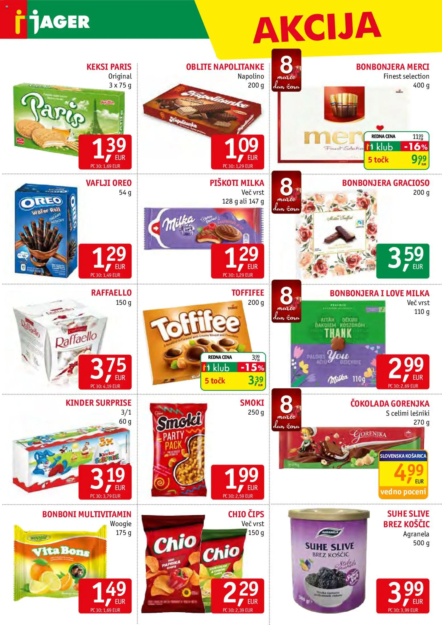 Novi Jager katalog ponudbe – veljaven od 04.03.2026 | Stran: 10 | Izdelki: Napolitanke, Keksi, Cokolada, Piskoti