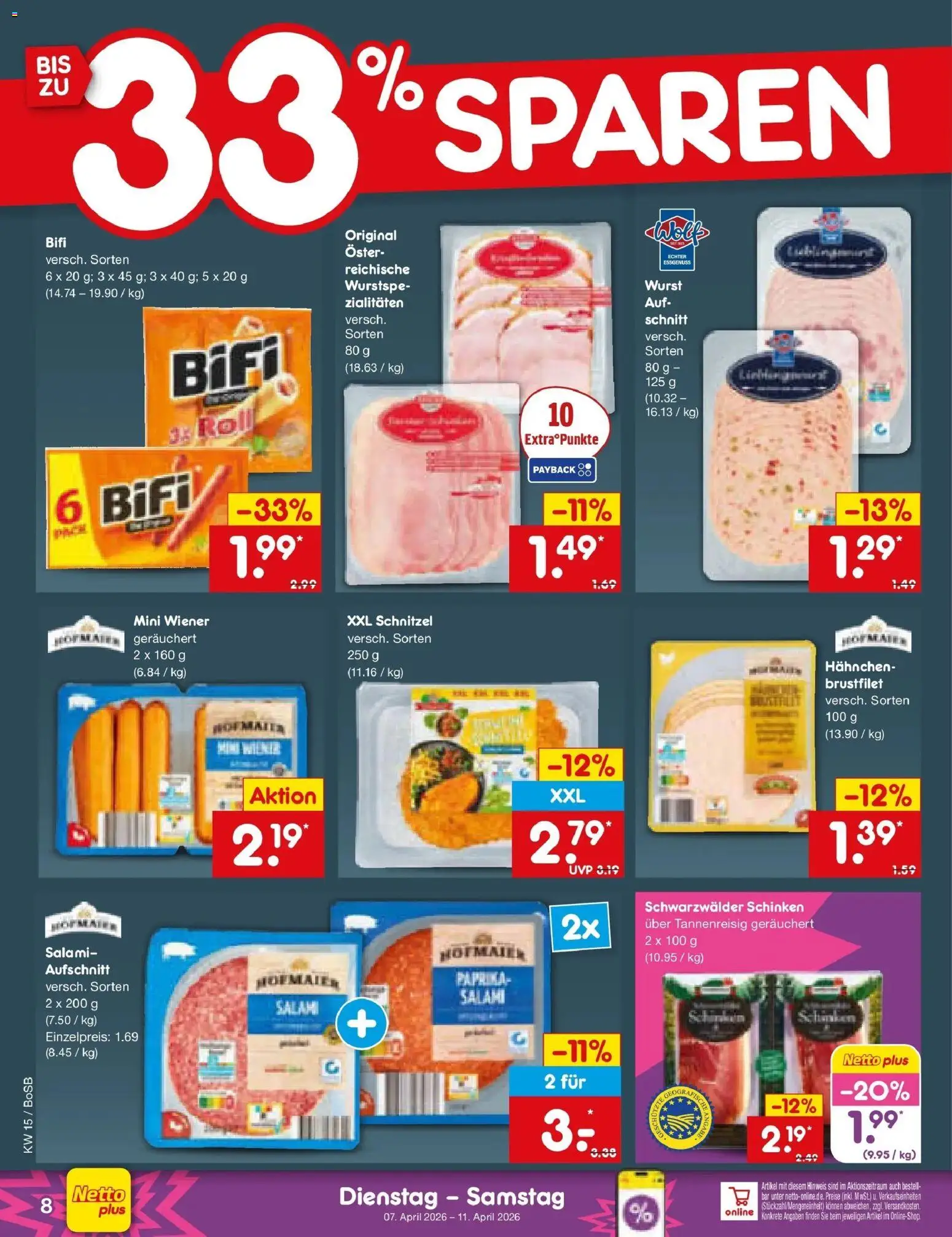 Netto Marken-Discount Prospekt Stadtlohn	 – gültig ab 05.04.2026 | Seite: 10 | Produkte: Hahnchen, Bifi, Schnitzel, Wurst