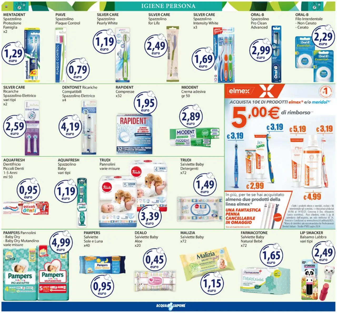 Volantino Acqua e Sapone del 06.10.2025 | Pagina: 9 | Prodotti: Crema, Pannolini, Dentifricio, Tè
