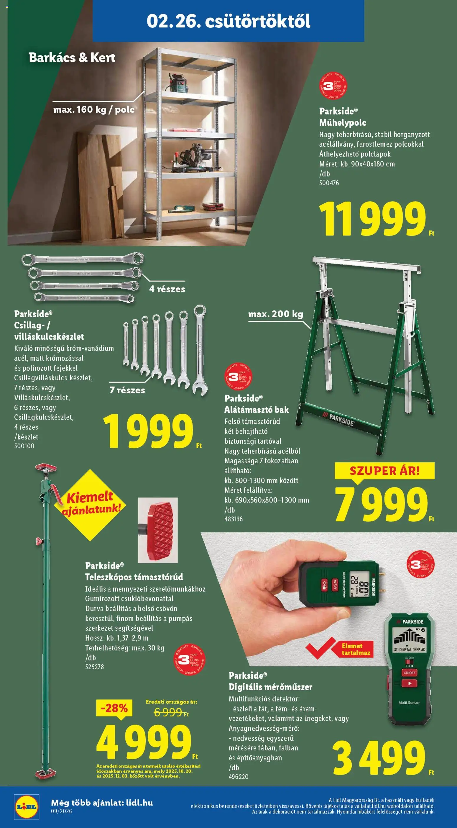 Lidl akciós ujság - amely érvényes a következő dátumtól: 26.02.2026 | Oldal: 38 | Termékek: Parkside, Polc