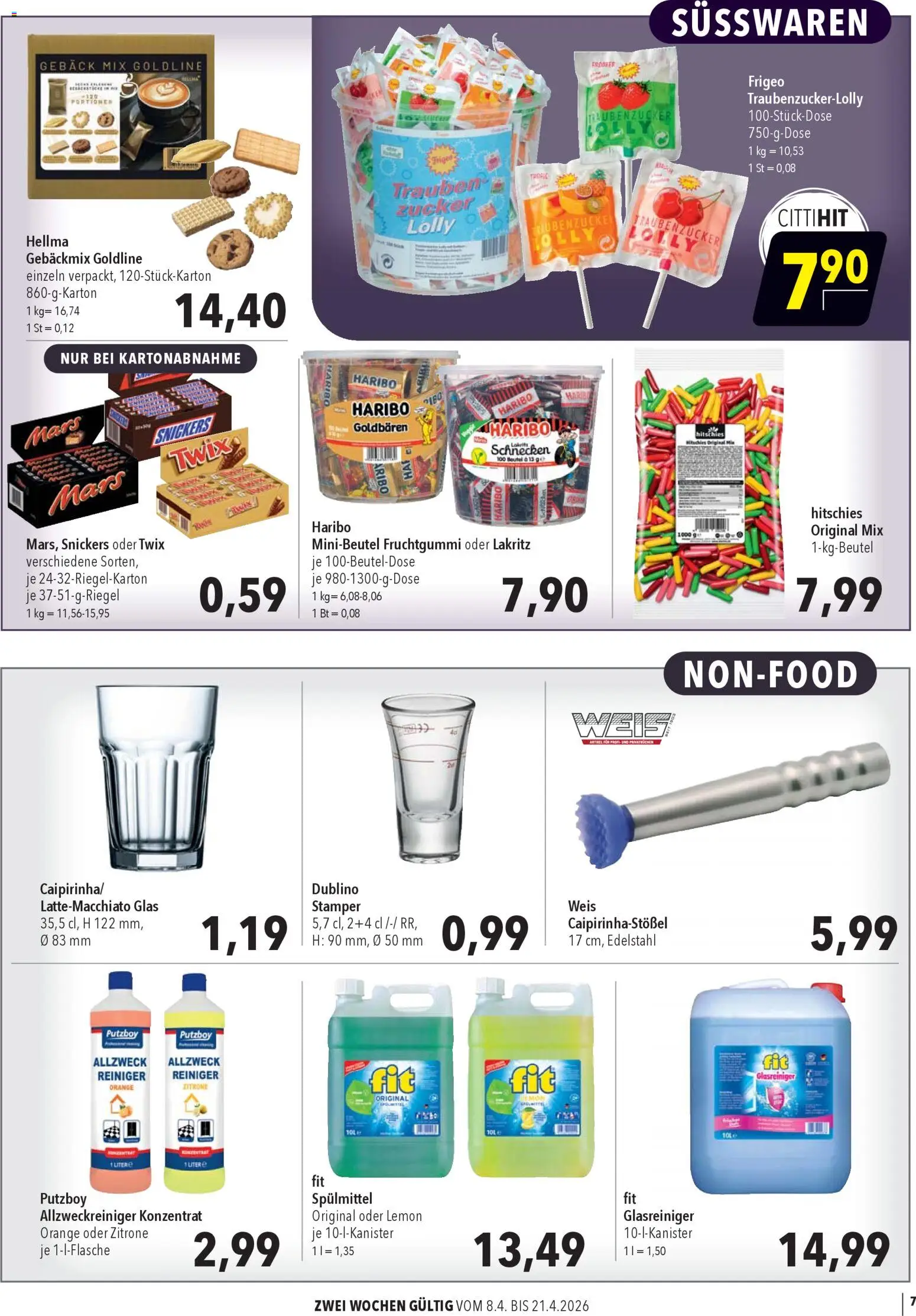 CITTI Markt Aktuelle Angebote für Profis – gültig ab 08.04.2026 | Seite: 7 | Produkte: Trauben, Snickers, Mars, Twix