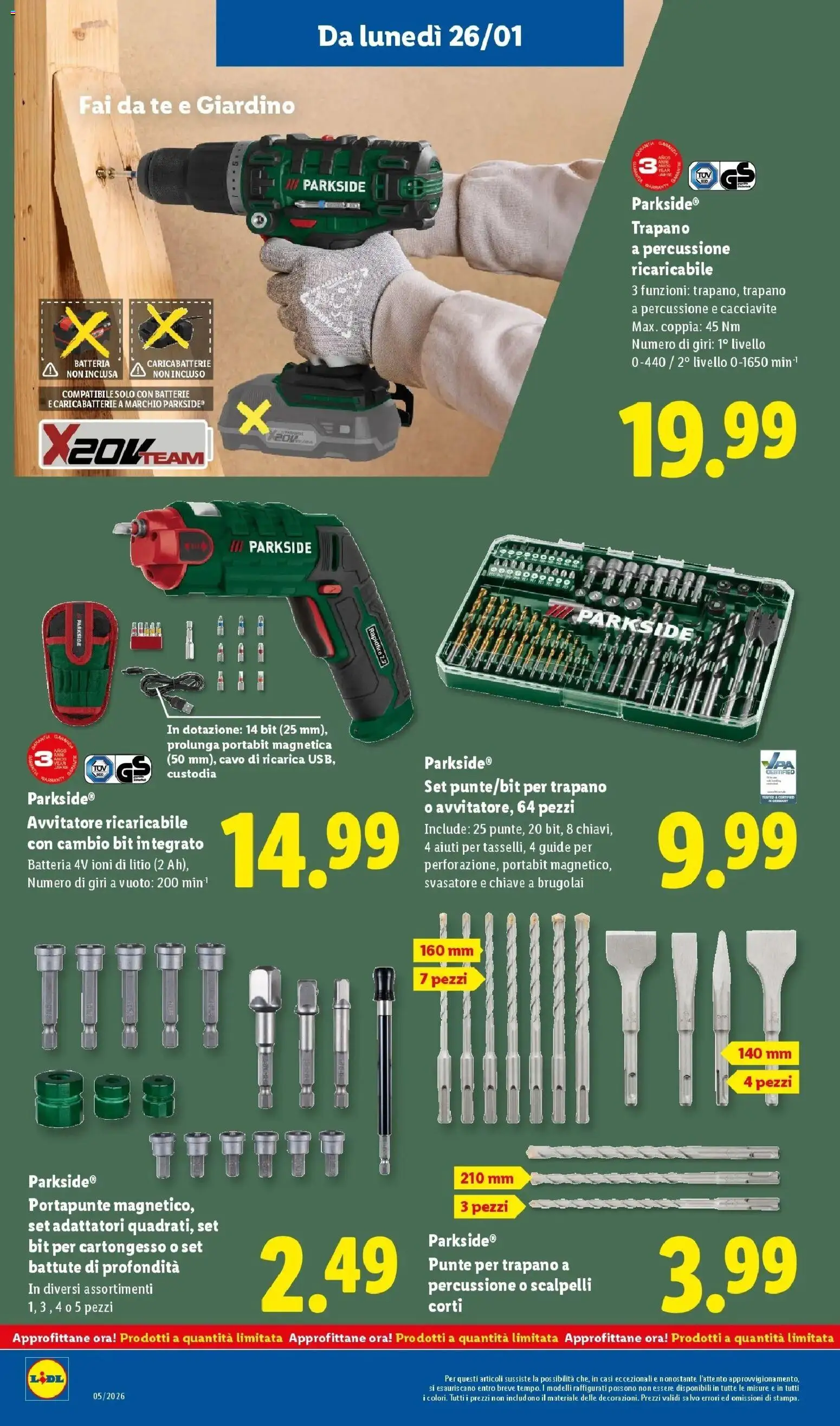 Volantino Lidl del 22.01.2026 | Pagina: 30 | Prodotti: Tè, Cavo, Trapano, Batterie