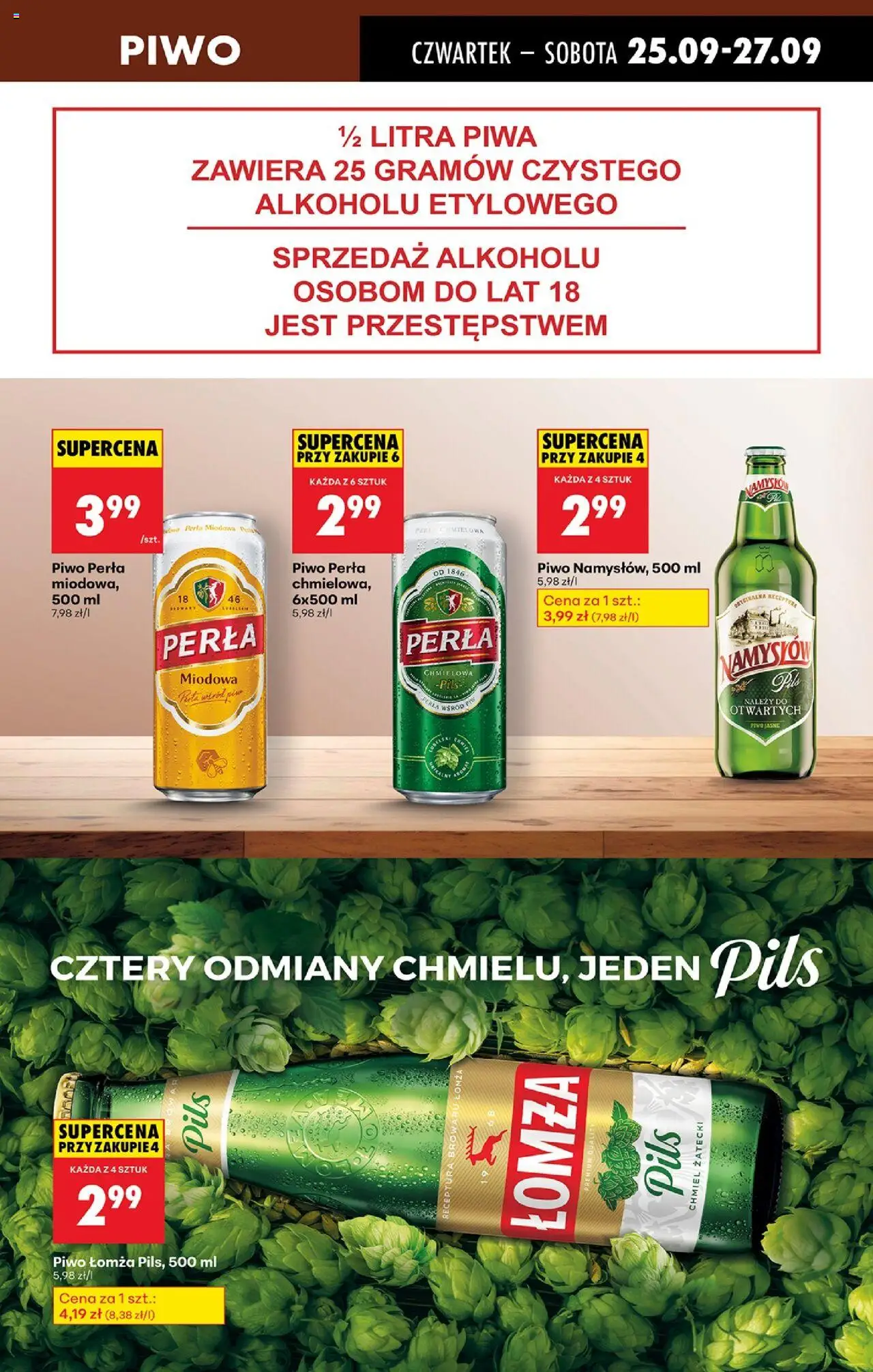 Biedronka gazetka - Oferta w tym tygodniu od 25.09.2025 | Strona: 61 | Produkty: Piwo perła, Piwo, Piwo Namysłów