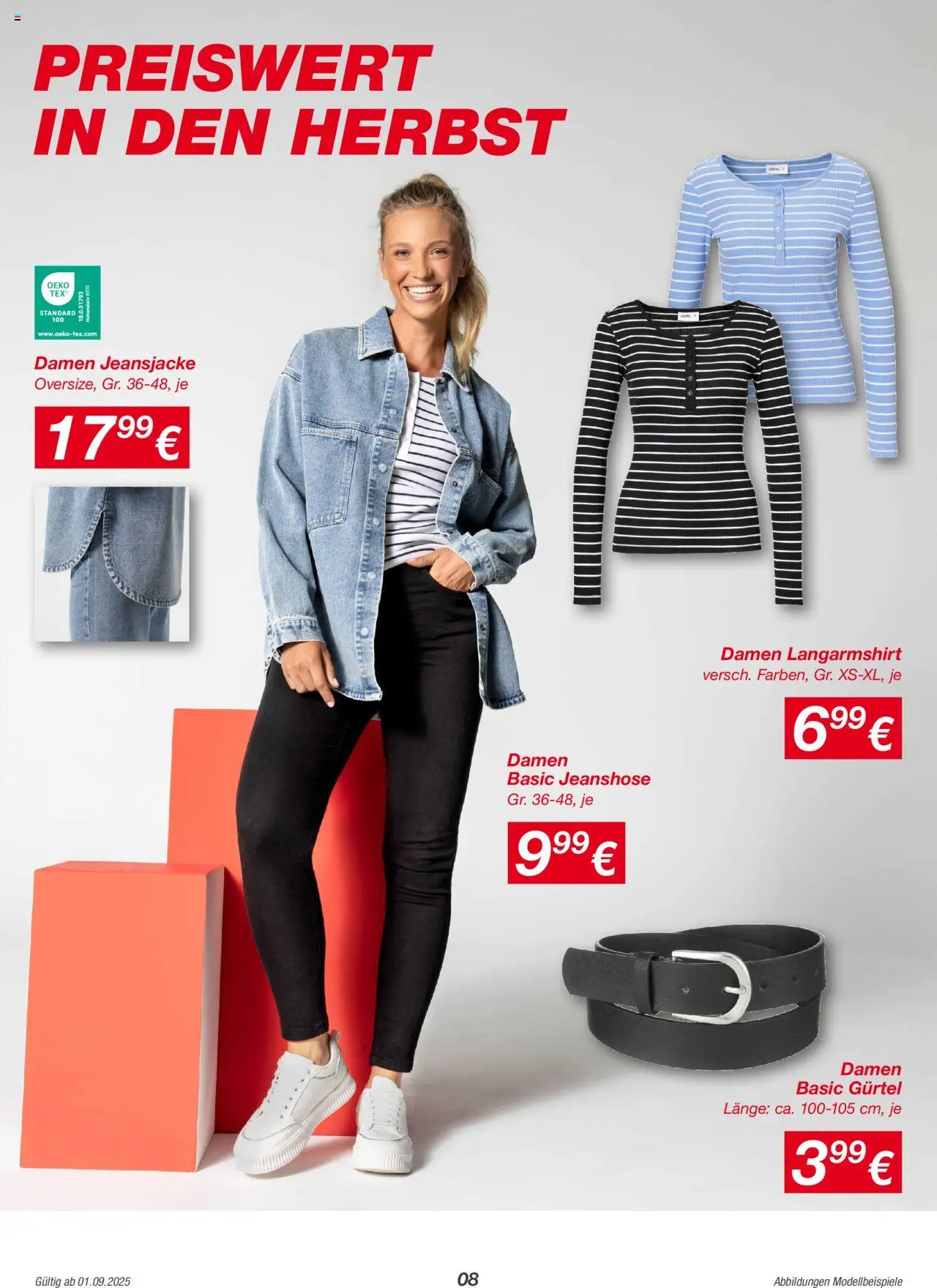 Kik Prospekt - gültig ab dem 01.09.2025 | Seite: 8 | Produkte: Jeansjacke, Langarmshirt, Gürtel