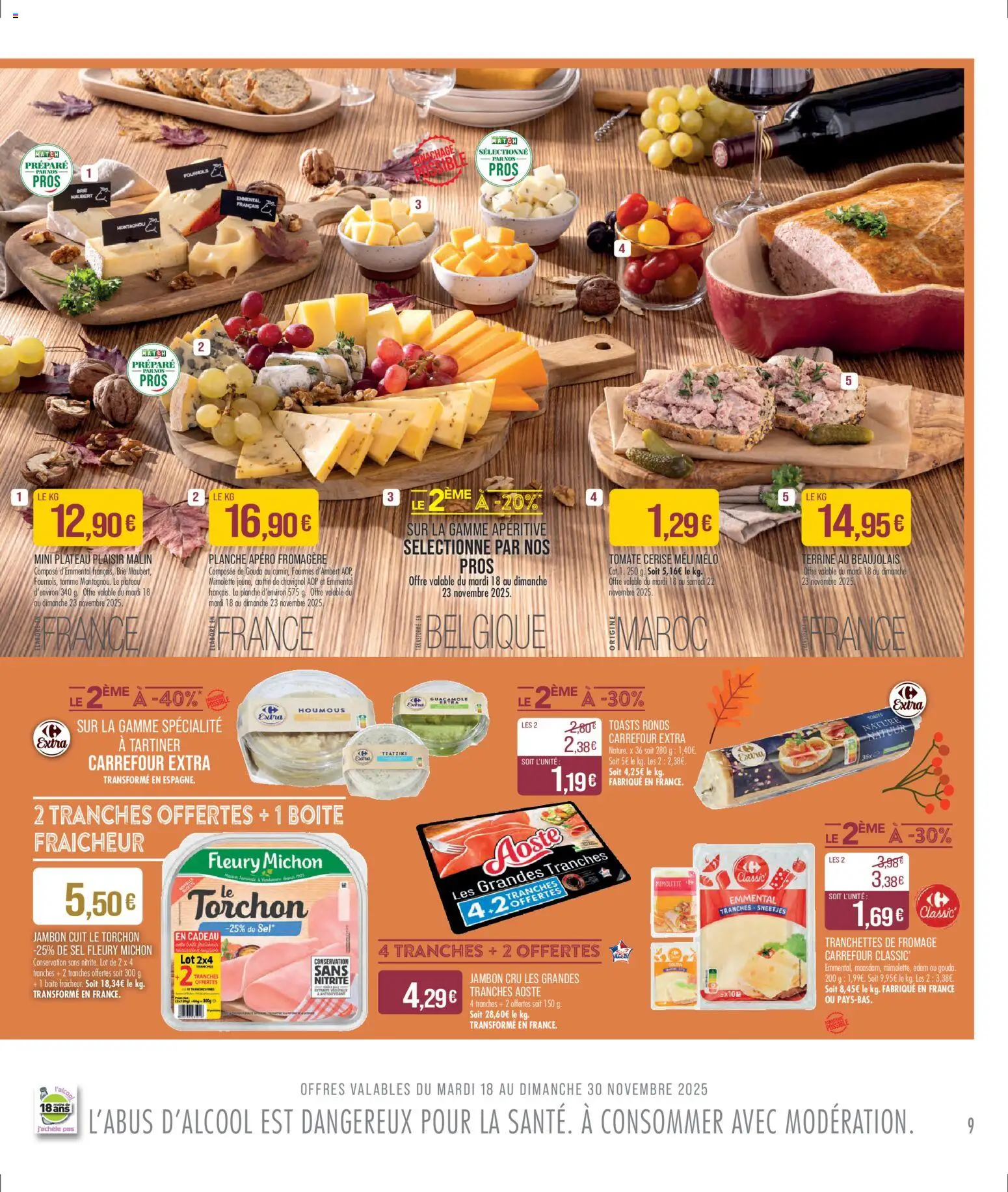 {H1} | Page: 9 | Produits: Jambon Cru, Emmental, Fromage, Brie
