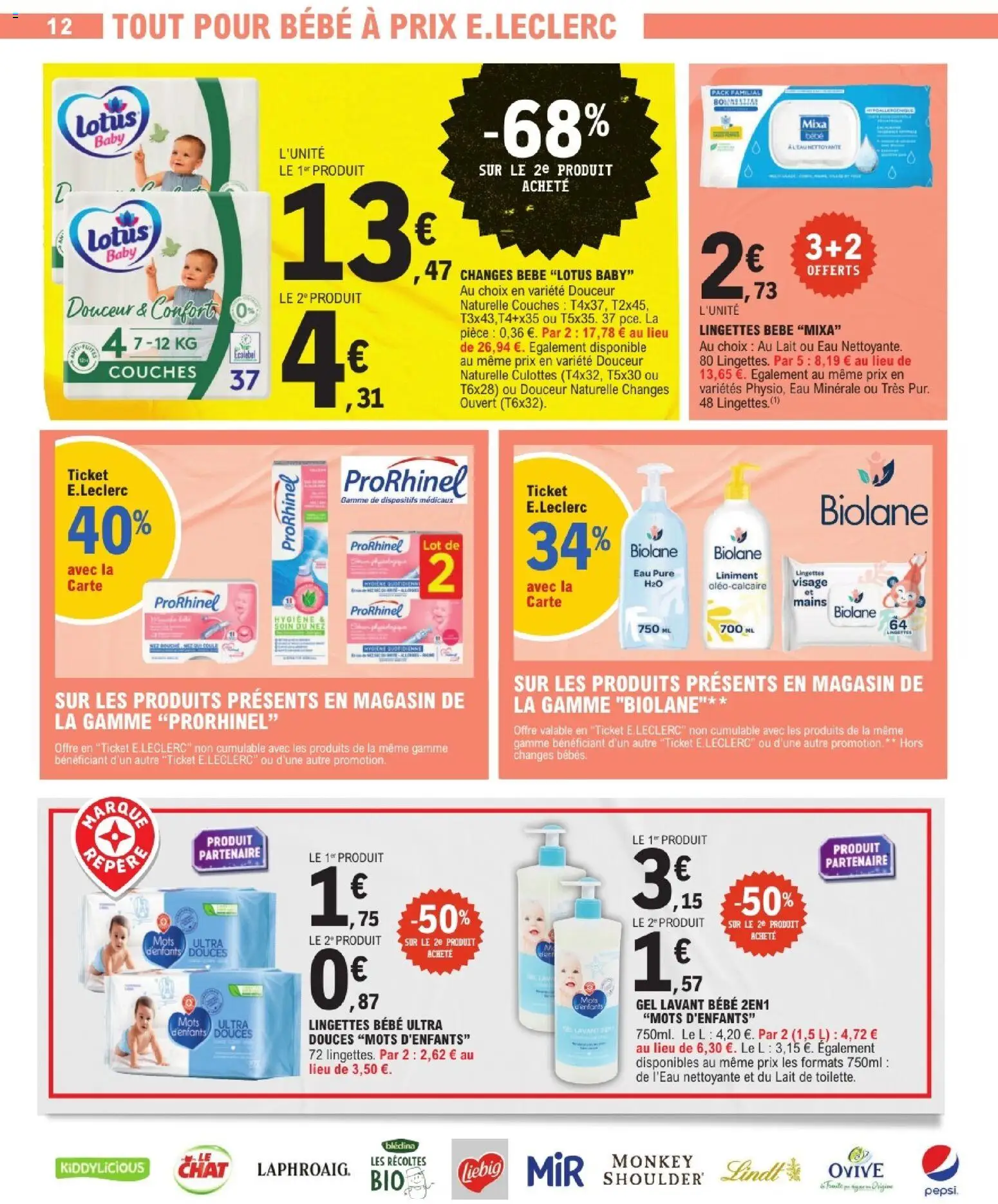 {H1} | Page: 12 | Produits: Eau minérale, Couches, Lait, Lindt