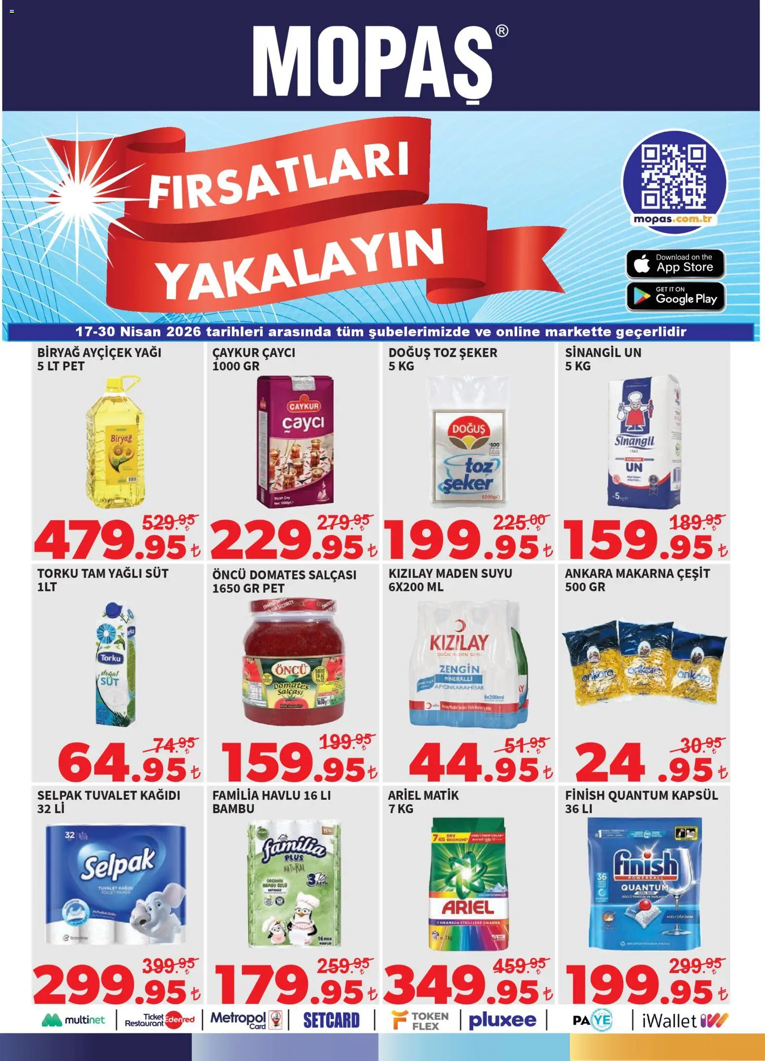Mopaş Katalog - 17.04.2026 tarihinden itibaren geçerlidir | Sayfa: 1 | Ürünler: Süt, Domates, Toz şeker, Maden suyu