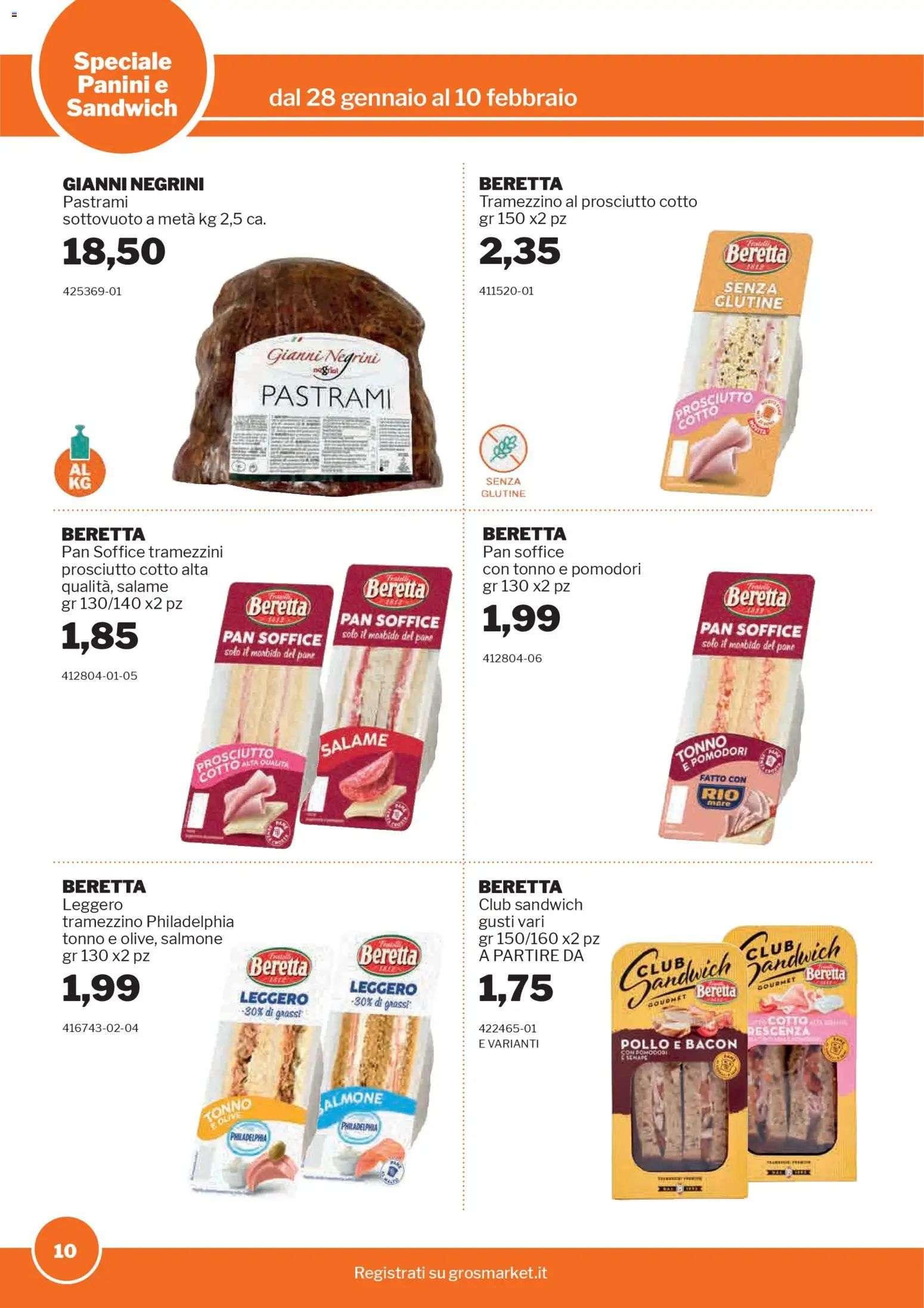 Volantino Sogegross del 28.01.2026 | Pagina: 10 | Prodotti: Salame, Pollo, Olive, Tramezzino