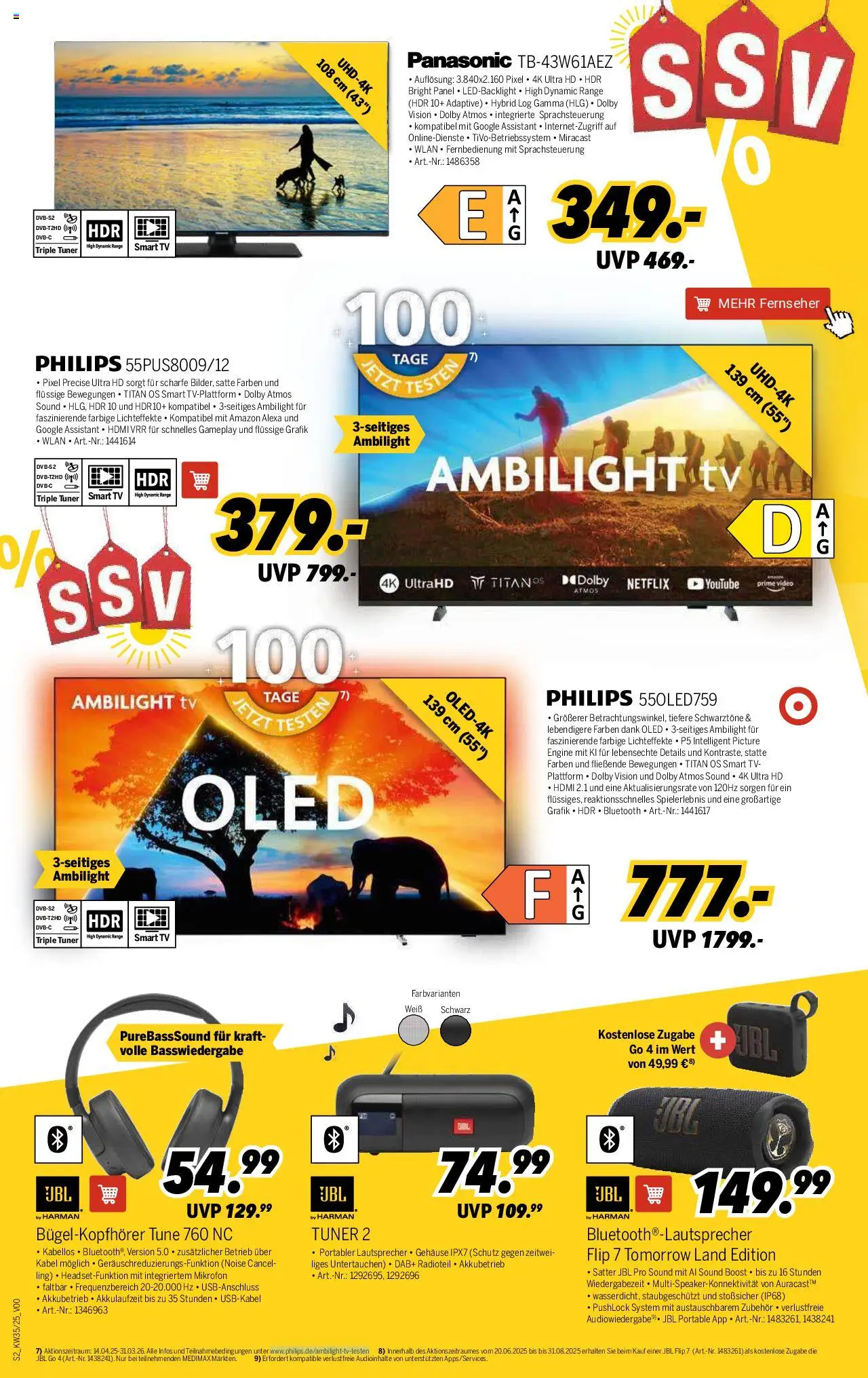 Medimax Prospekt 	 - gültig ab dem 22.08.2025 | Seite: 2 | Produkte: Kabel, Philips, TV, Video