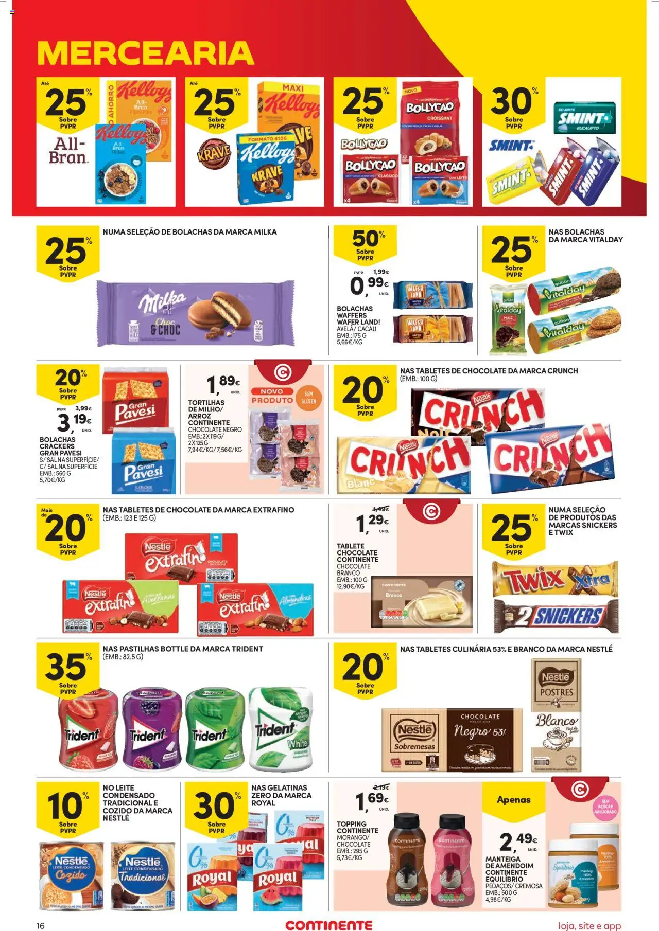 Continente Semanal Continente Bom Dia │ válido de 05.08.2025 | Página: 16 | Produtos: Manteiga de amendoim, Sal, Chocolate, Açúcar