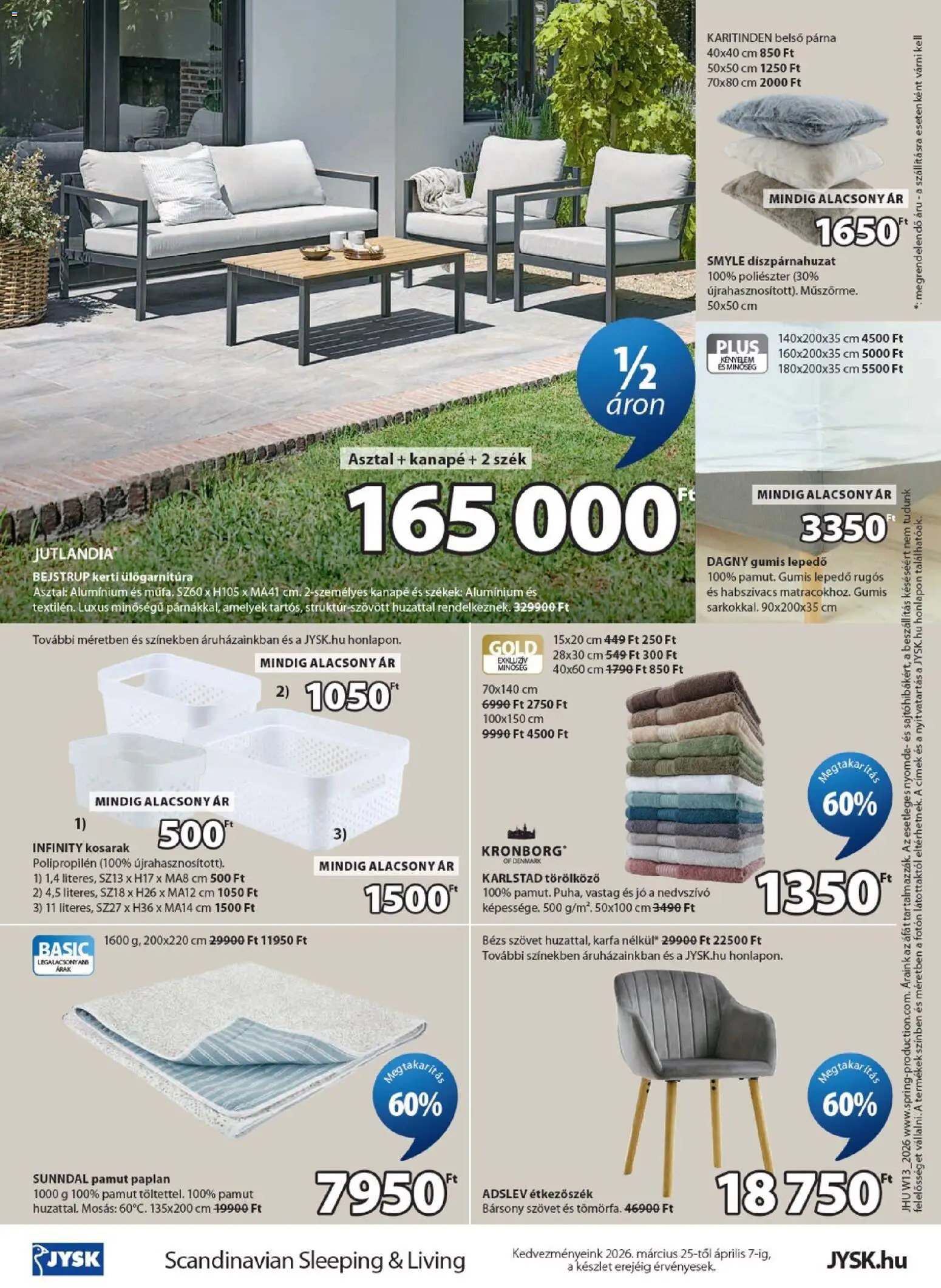 JYSK akciós ujság - amely érvényes a következő dátumtól: 25.03.2026 | Oldal: 12 | Termékek: Törölköző, Asztal, Étkezőszék, Székek