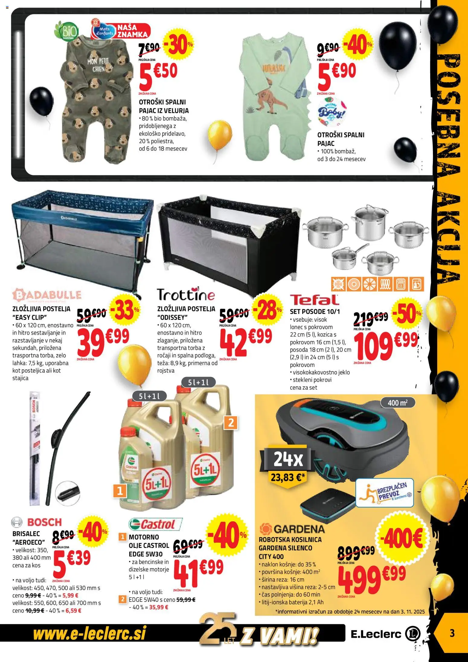 Novi E.leclerc katalog ponudbe – veljaven od 12.11.2025 | Stran: 3 | Izdelki: Baterija, Torba, Kosilnica, Olje