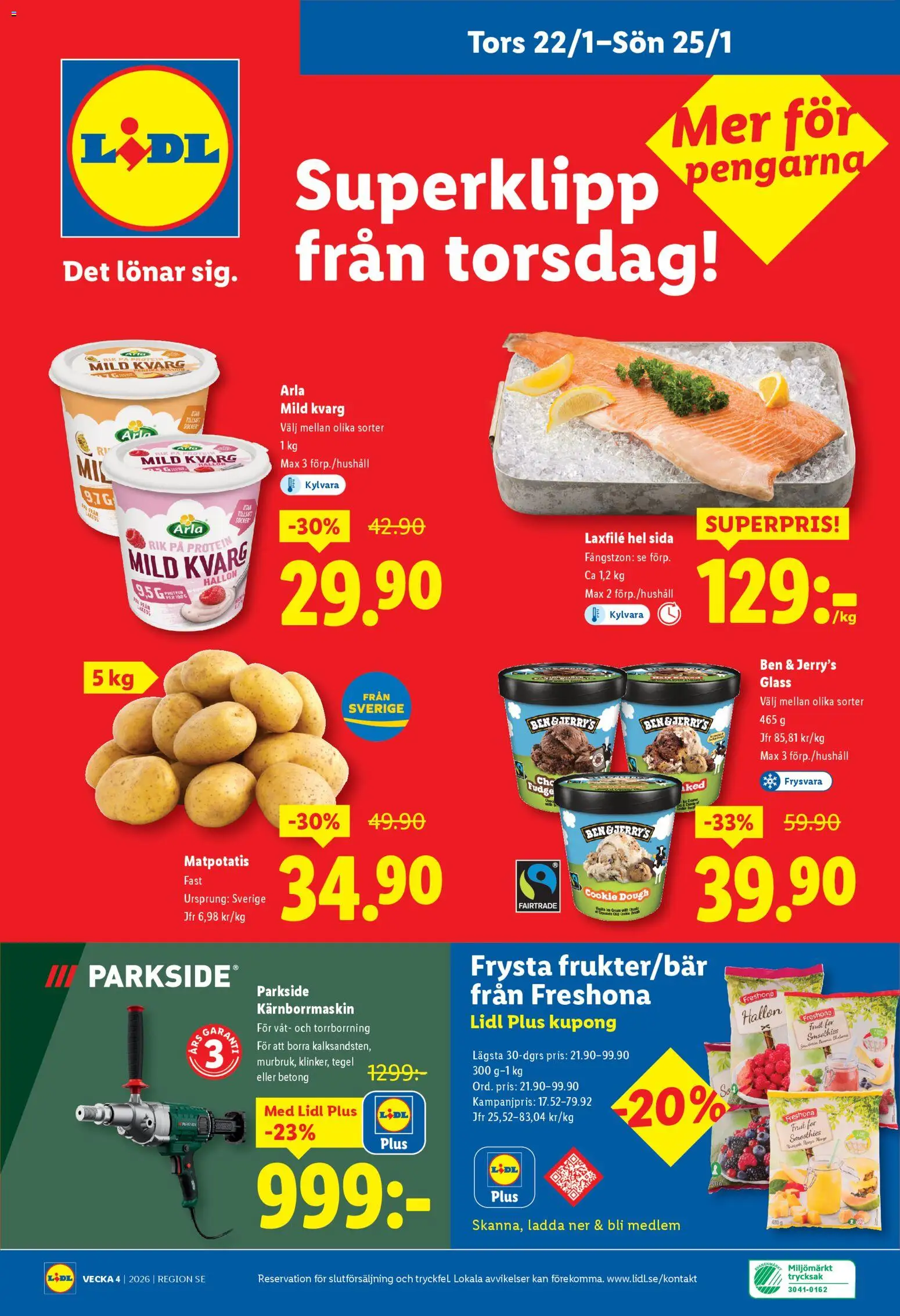 Lidl reklamblad aktuell från 19.01.2026 | Sida: 28 | Produkter: Glass, Hallon, Kvarg