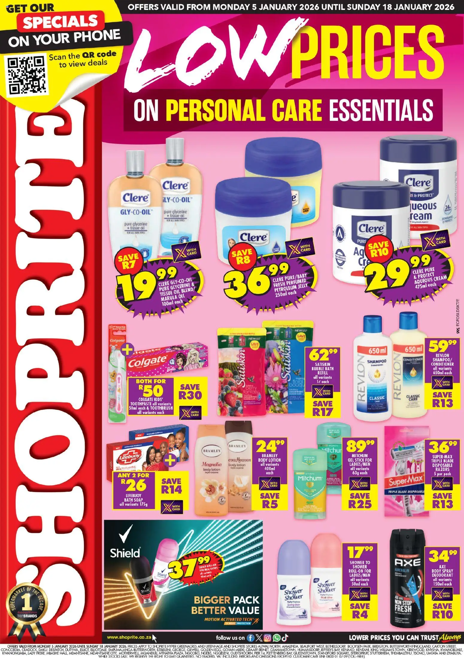 New Shoprite catalogue – valid from 05.01.2026 | Page: 1 | Products: Phone, Deodorant, Toothpaste, Razors