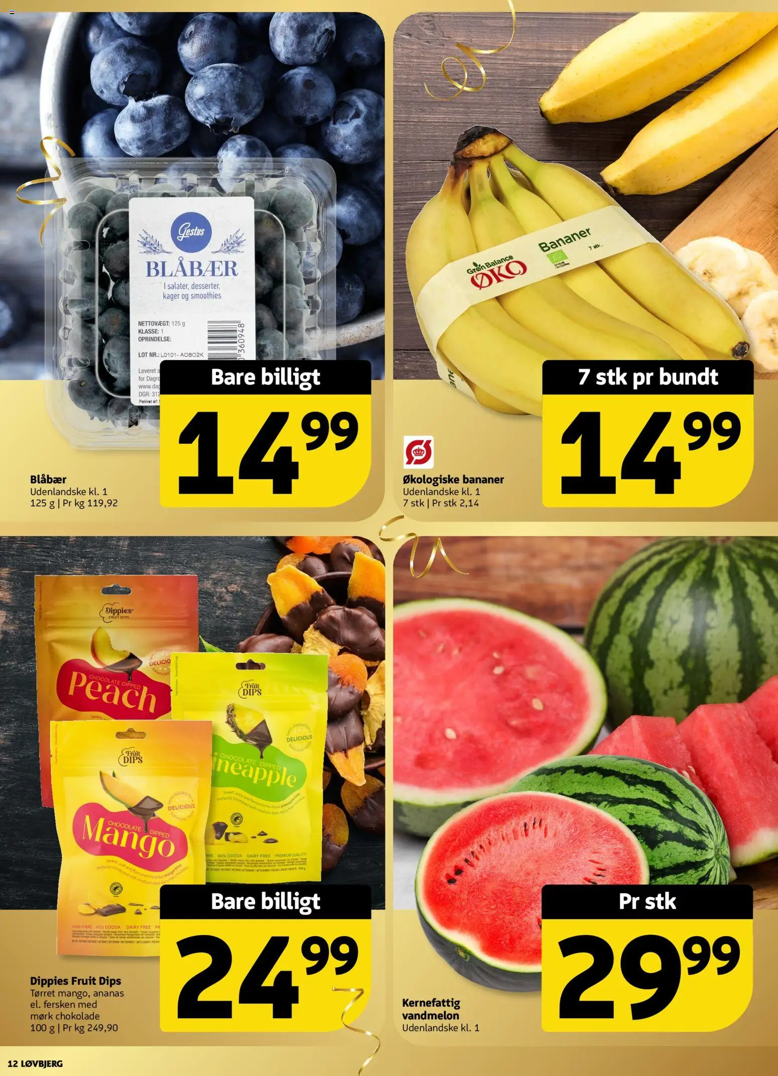 Løvbjerg tilbudsavis – gyldig fra 10.04.2026 | Side: 12 | Produkter: Mango, Bananer, Ananas, Vandmelon