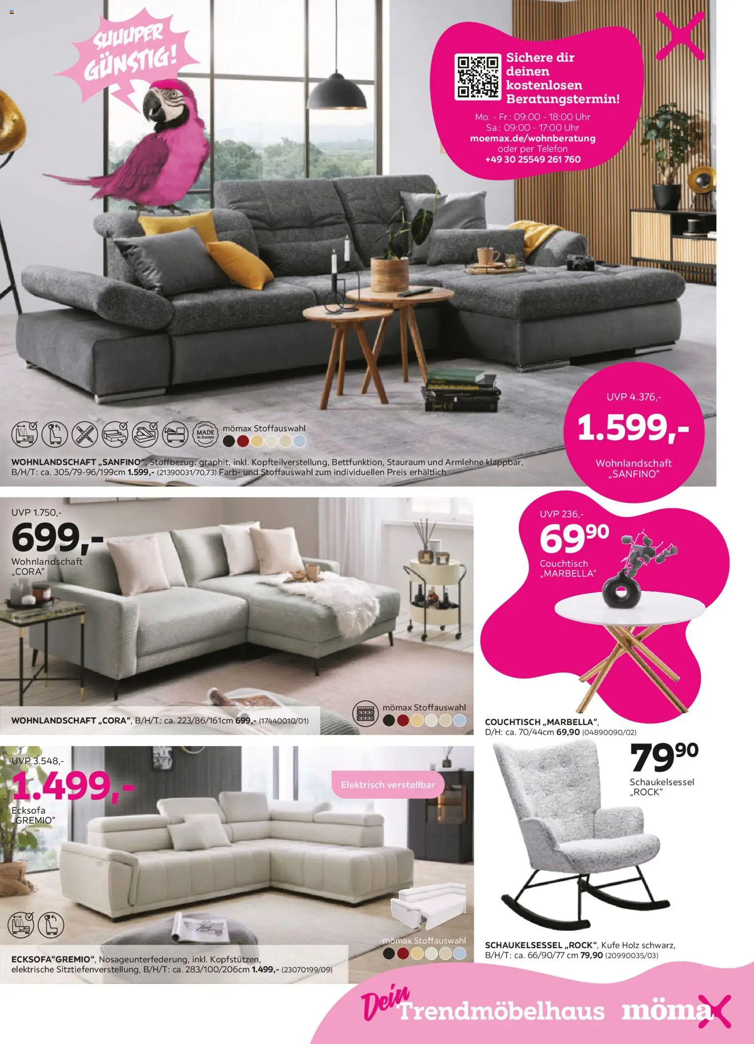 Mömax Prospekt 	 – gültig ab 09.03.2026 | Seite: 5 | Produkte: Wohnlandschaft, Ecksofa, Couchtisch, Telefon