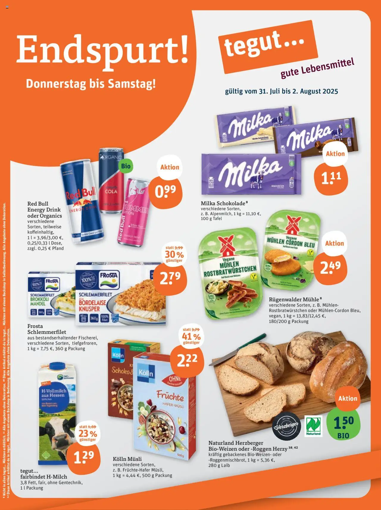 Tegut Prospekt - gültig ab dem 28.07.2025 | Seite: 1 | Produkte: Mühle, Cola, Schokolade, Milka