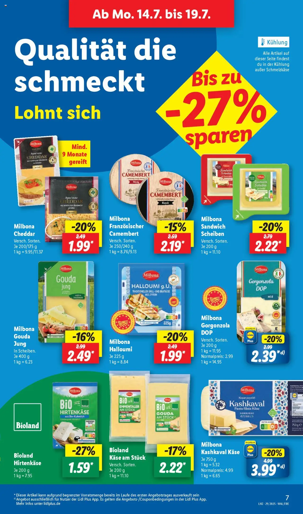 Lidl Prospekt Dornstetten - gültig ab dem 14.07.2025 | Seite: 7 | Produkte: Grill, Käse, Gouda, Pasta