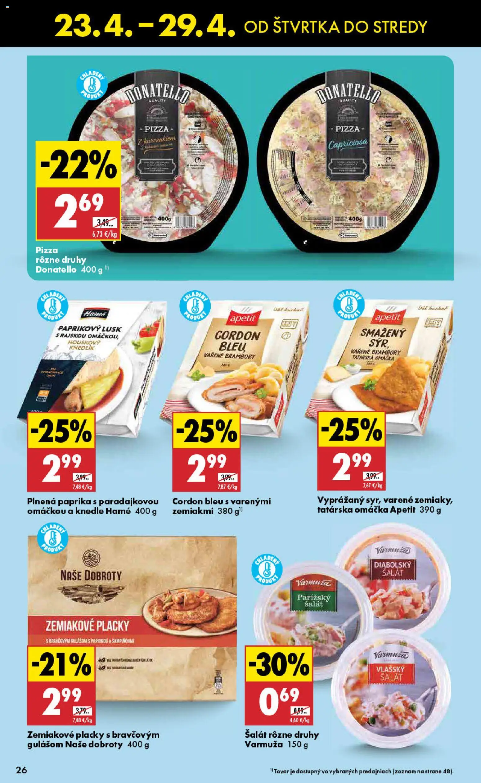 Nové Biedronka akcie – leták je platný od 23.04.2026 | Strana: 26 | Produkty: Paprika, Pizza, Šalát, Tatárska omáčka