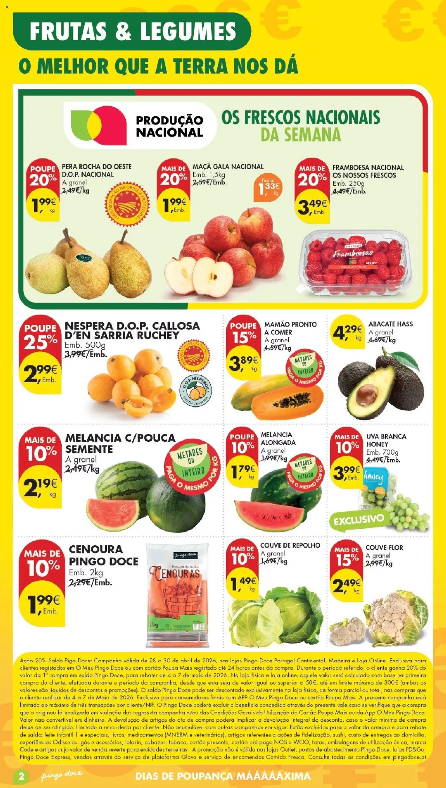Pingo Doce Poupe Esta Semana Madeira │ válido de 28.04.2026 | Página: 2 | Produtos: Couve-flor, Repolho, Base, Couve