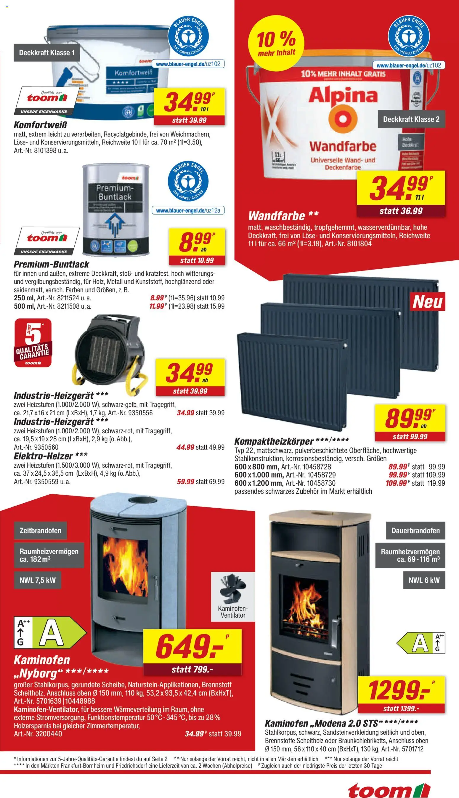 Toom Baumarkt - Prospekt – gültig ab 29.11.2025 | Seite: 9 | Produkte: Ventilator, Kaminofen, Wandfarbe