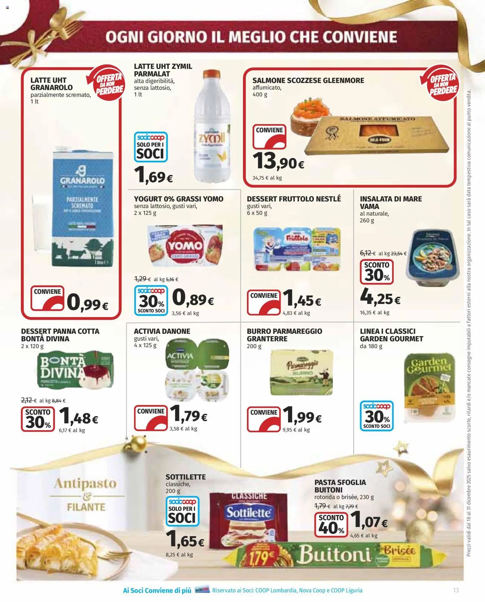Volantino COOP del 18.12.2025 | Pagina: 13 | Prodotti: Yogurt, Salmone, Panna, Burro