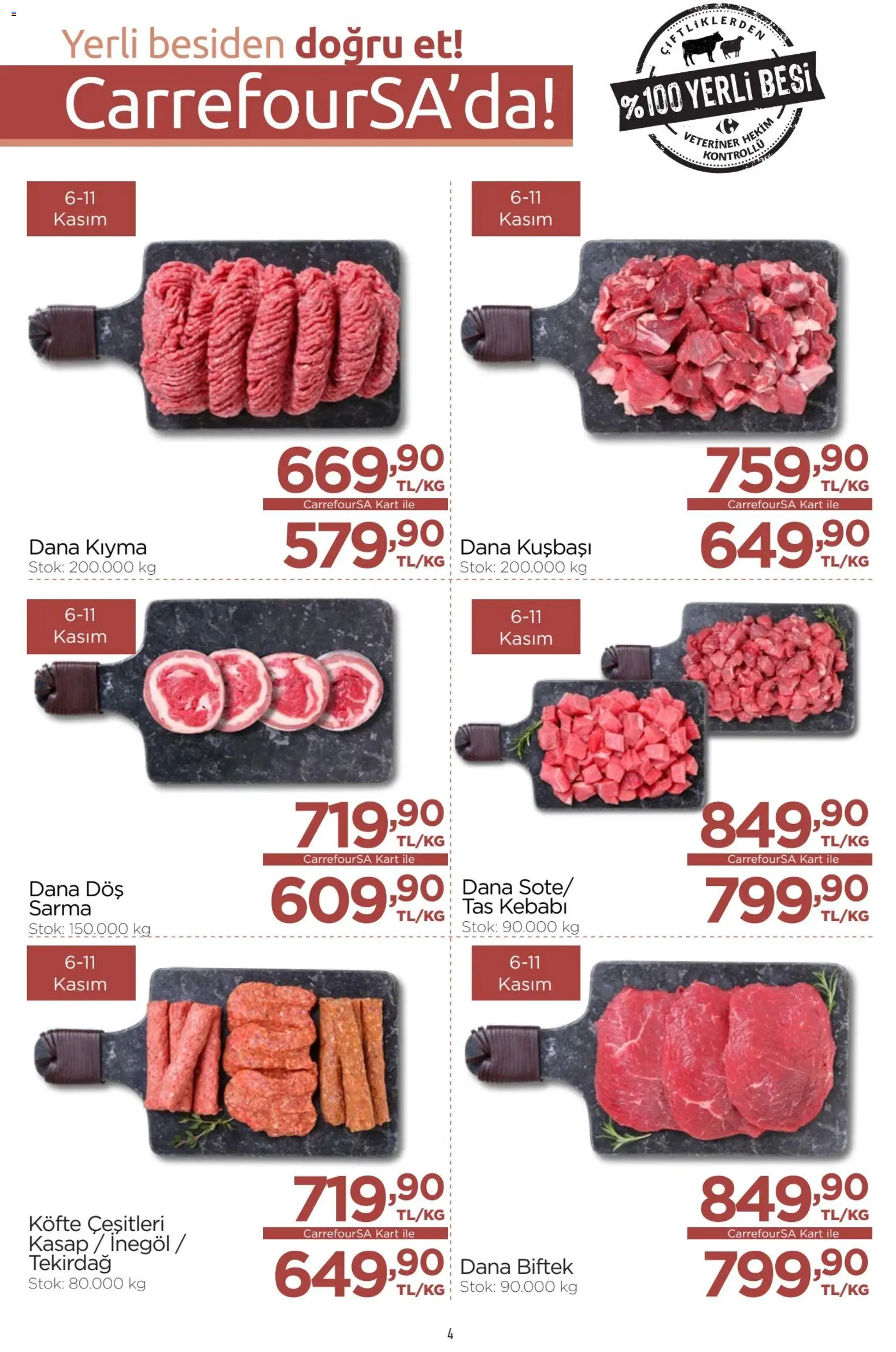 CarrefourSA Katalog - 06.11.2025 tarihinden itibaren geçerlidir | Sayfa: 4 | Ürünler: Kıyma, Dana kuşbaşı