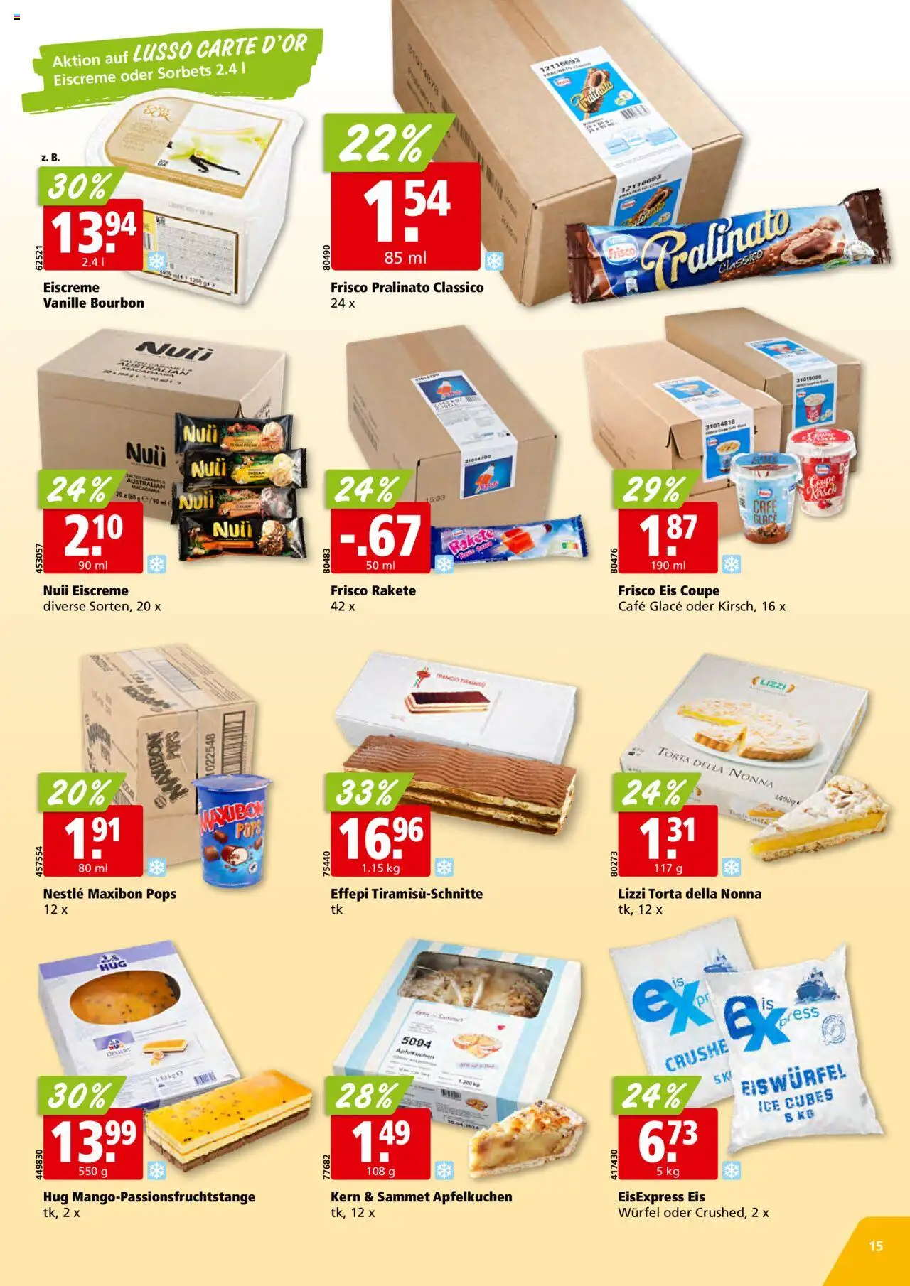 Aligro Aktionen Schlieren, Gossau SG, Frauenfeld, Rapperswil-Jona, Sargans, Bern, Brüttisellen, Pratteln, Emmen, Spreitenbach ab 11.08.2025 | Seite: 15 | Produkte: Glace, Bourbon, Eis