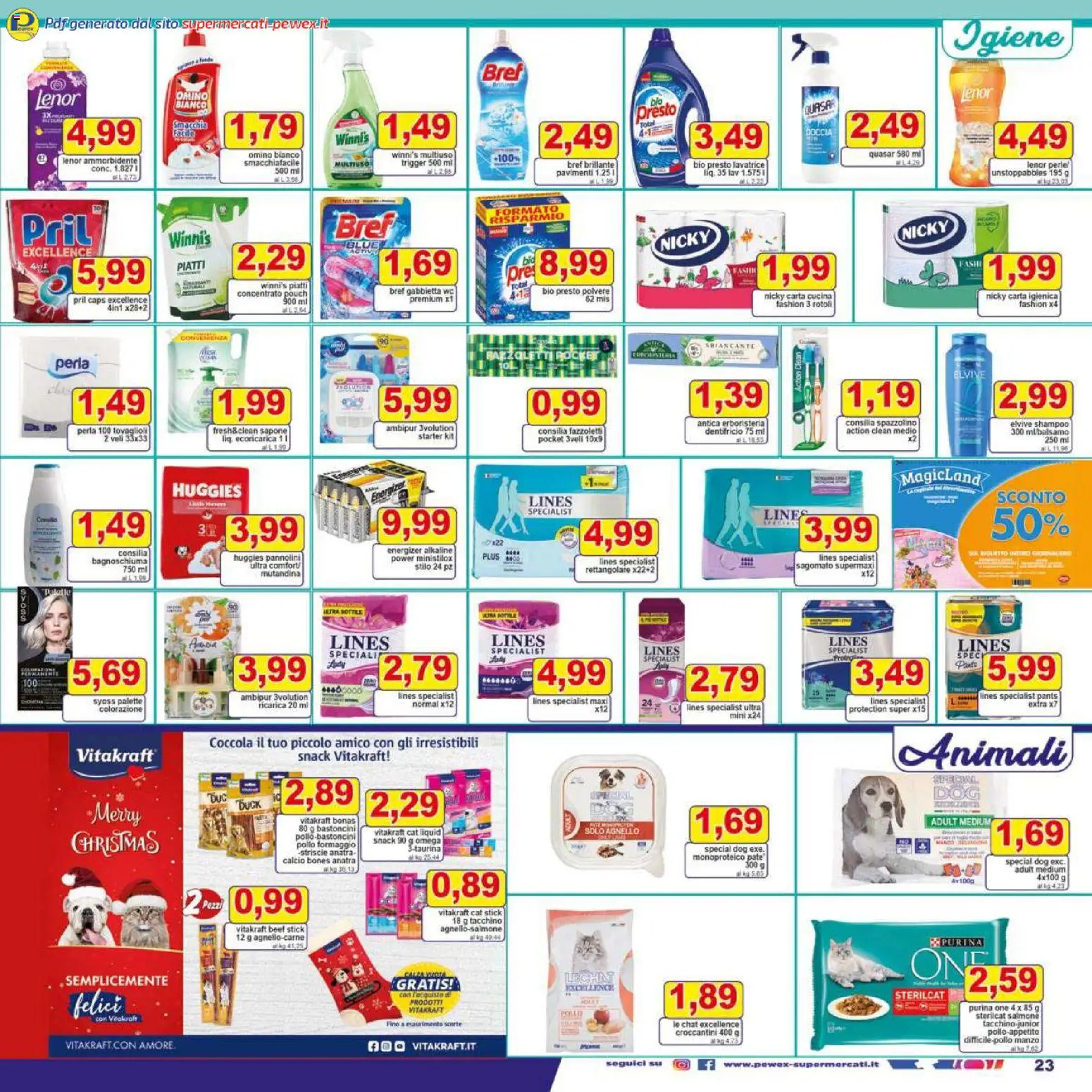 Volantino Pewex del 27.12.2025 | Pagina: 23 | Prodotti: Shampoo, Carta igienica, Lavatrice, WC