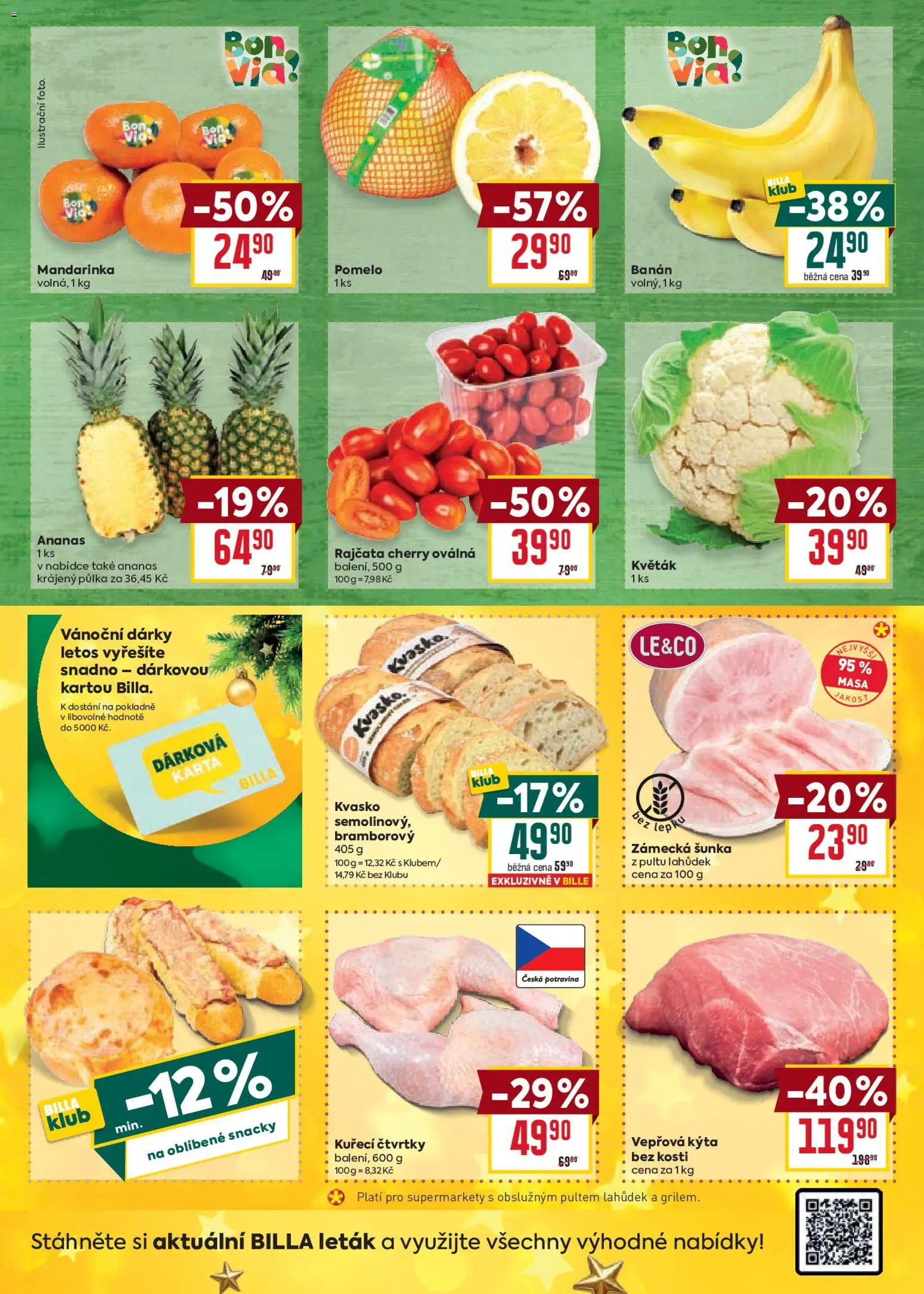 Billa Malý leták od 10.12.2025 | Strana: 2 | Produkty: Pomelo, Šunka, Rajčata, Květák