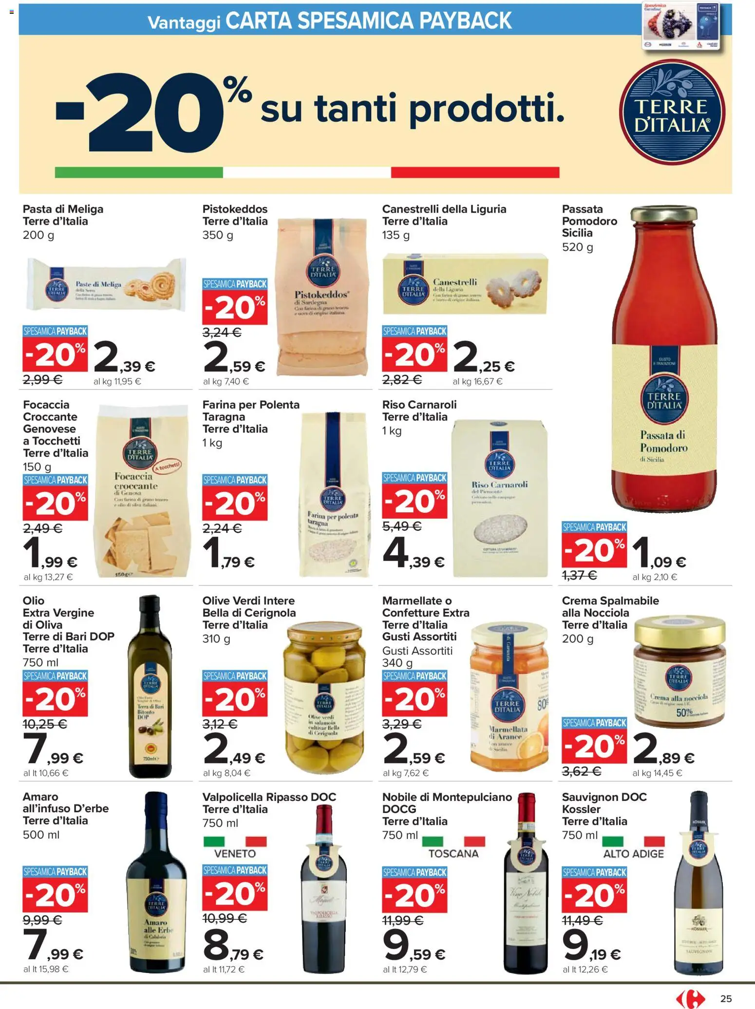 Volantino Carrefour del 24.03.2026 | Pagina: 25 | Prodotti: Focaccia, Pasta, Amaro, Terra