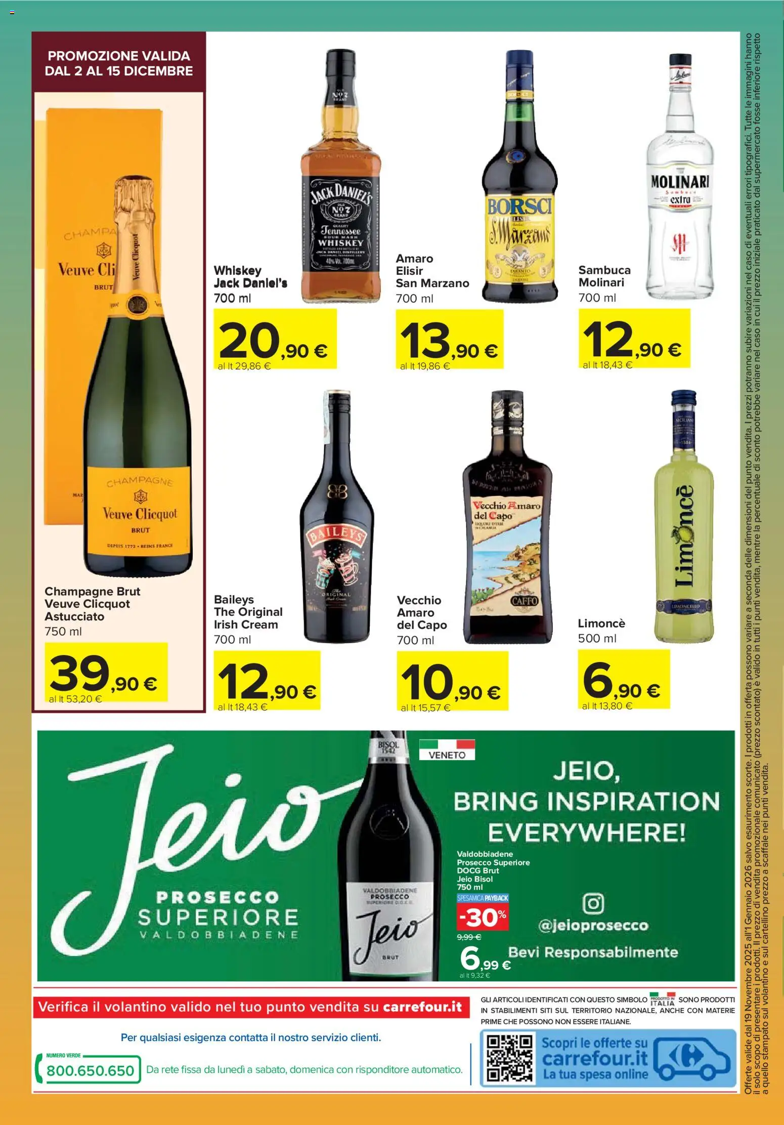 Volantino Carrefour del 19.11.2025 | Pagina: 4 | Prodotti: Prosecco, The, Scaffale, Amaro