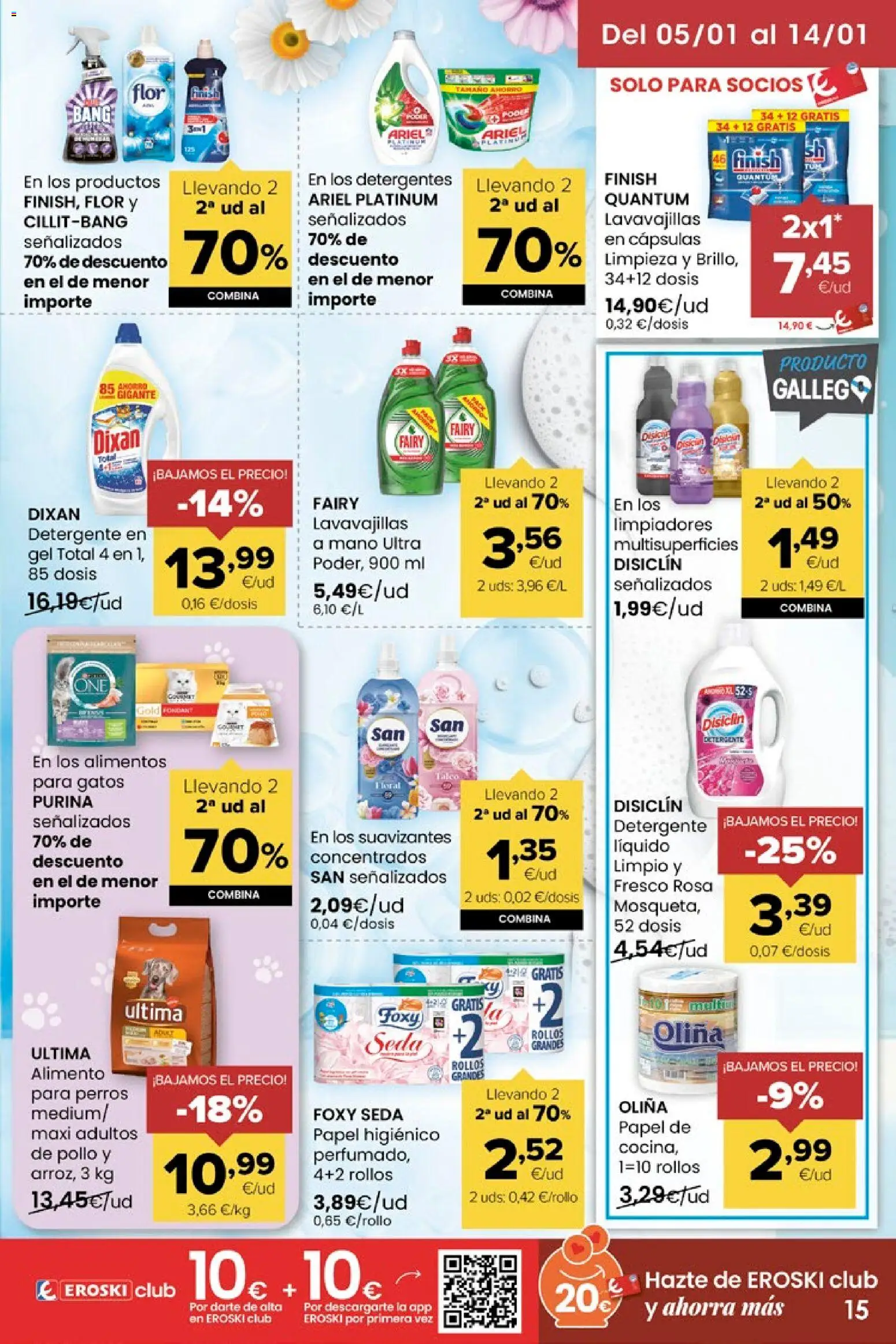 Eroski - Feliz día de Reyes │ válido desde el 05.01.2026 | Página: 15 | Productos: Detergente, Papel higienico, Lavavajillas, Κούβα