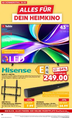 Kaufland prospekt Hamburg	 ab 26.02.2026 gültig | Seite: 44 | Produkte: Hisense, Soundbar, Heimkino, Video